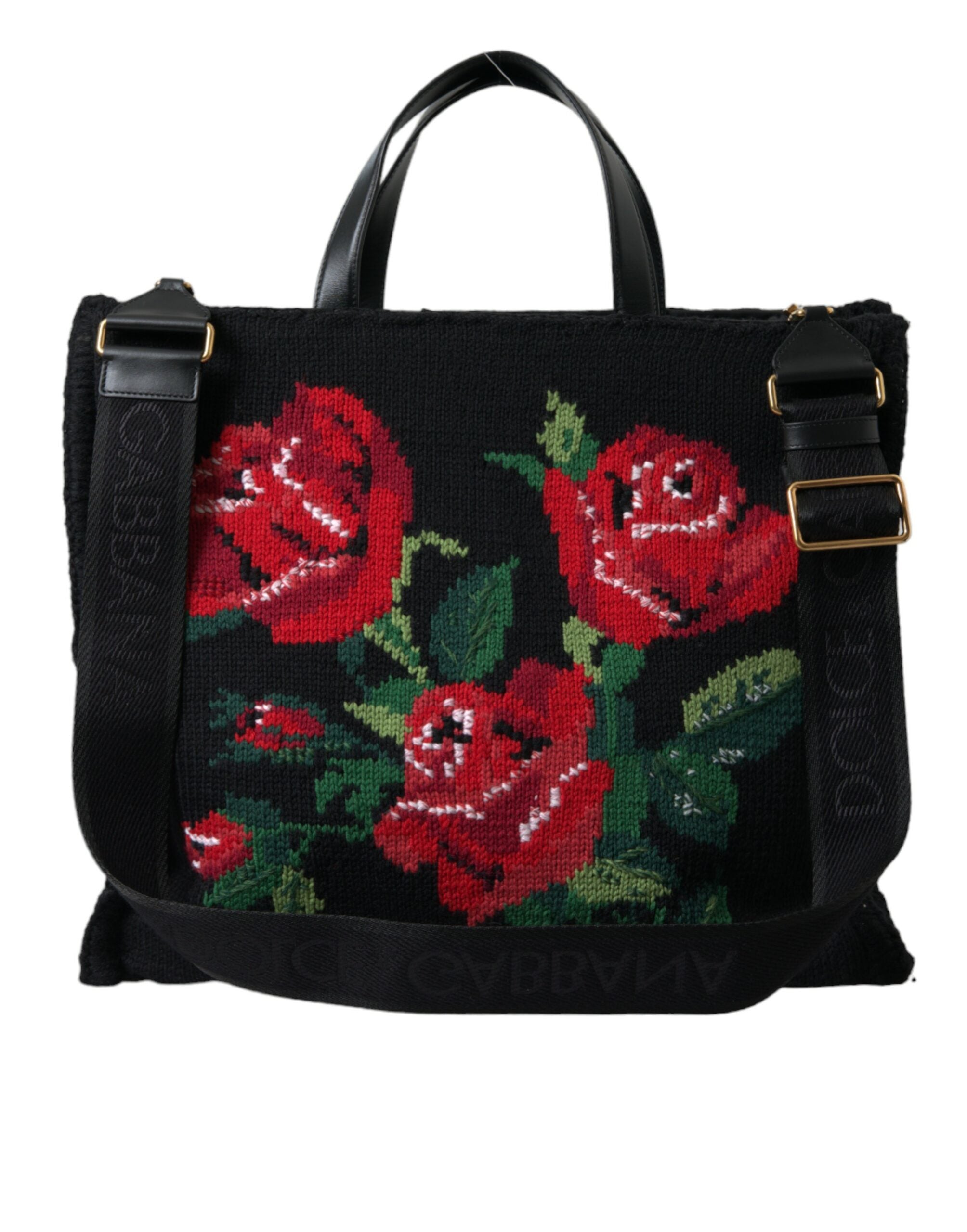 Dolce & Gabbana Chic Embroidered Floral Black Tote Glam Steals