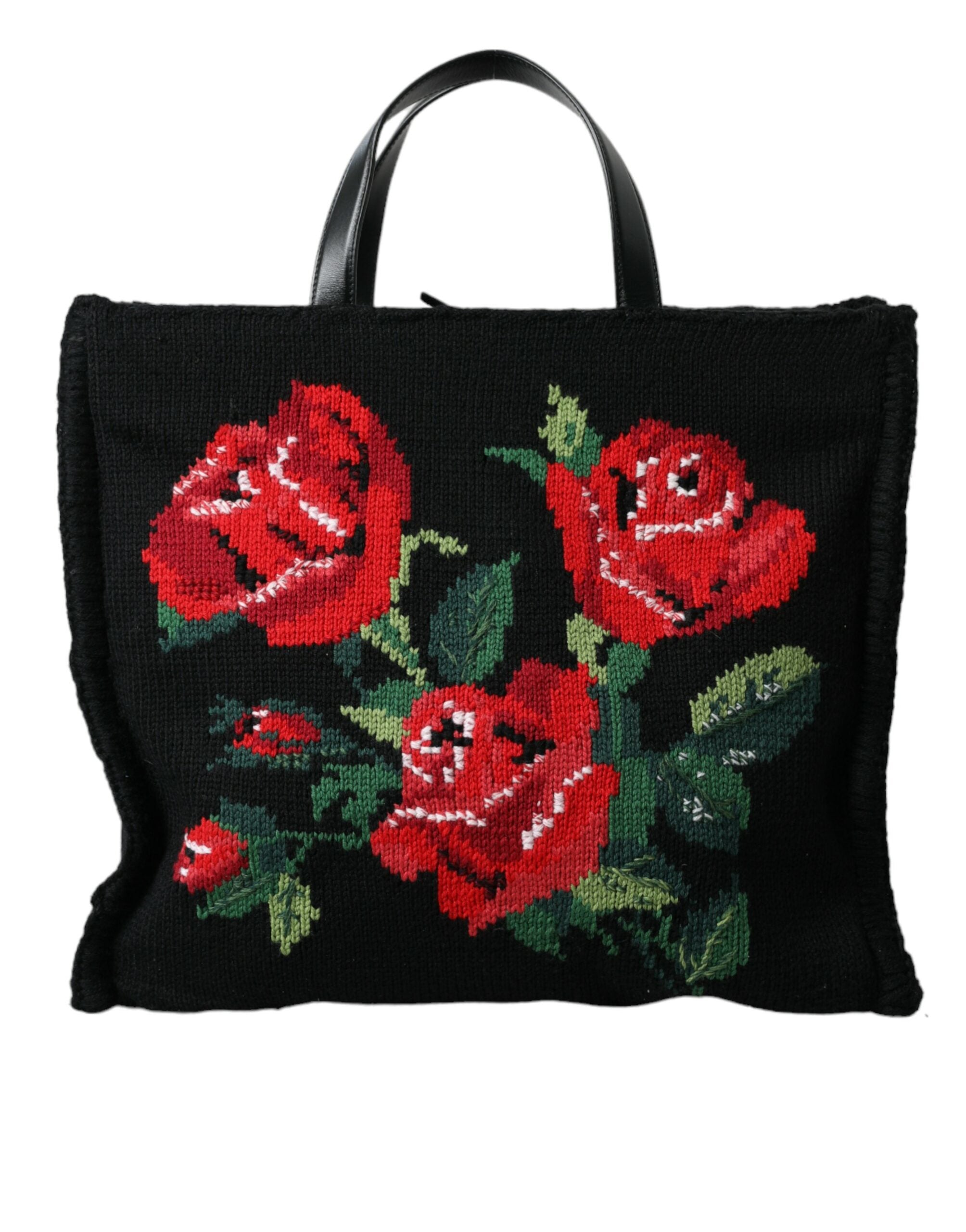 Dolce & Gabbana Chic Embroidered Floral Black Tote Glam Steals