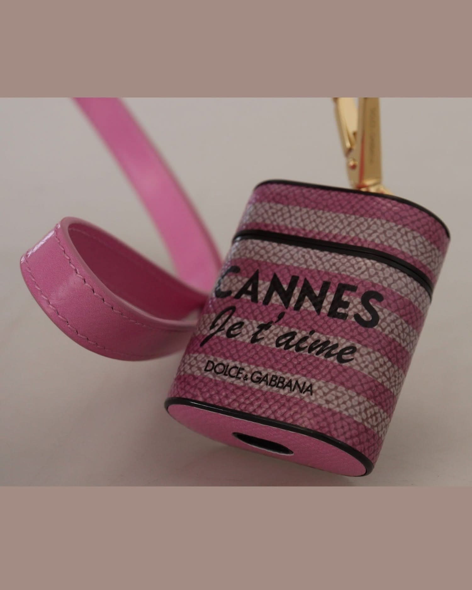 Dolce & Gabbana Pink Chic Leather Airpods Case Headphone & Headset Accessories