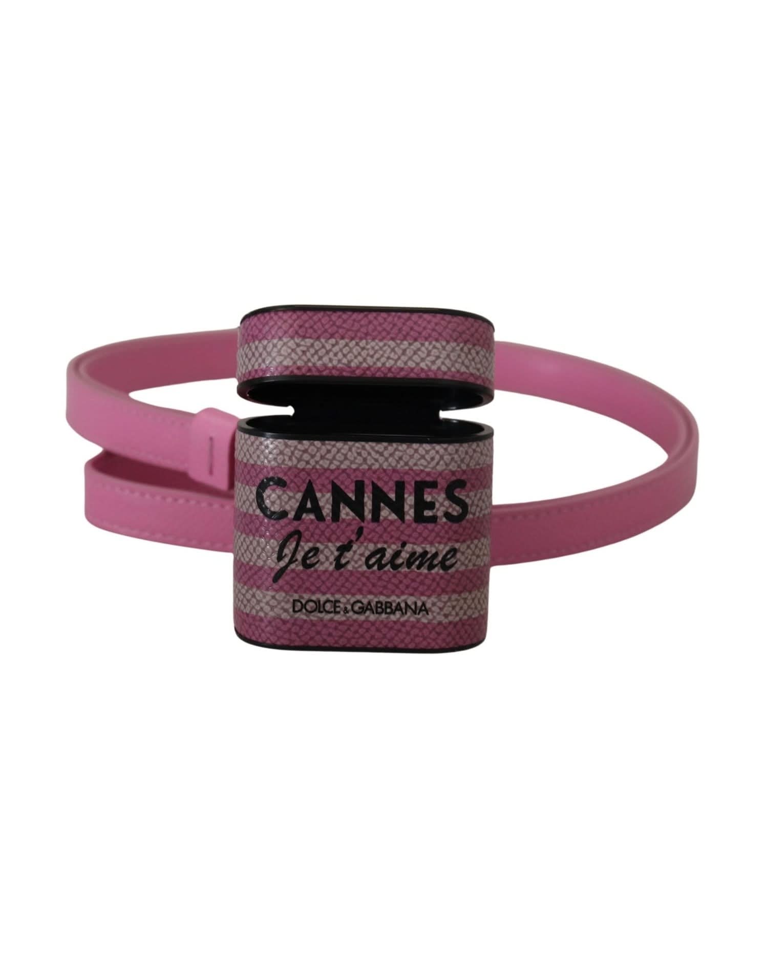 Dolce & Gabbana Pink Chic Leather Airpods Case Headphone & Headset Accessories
