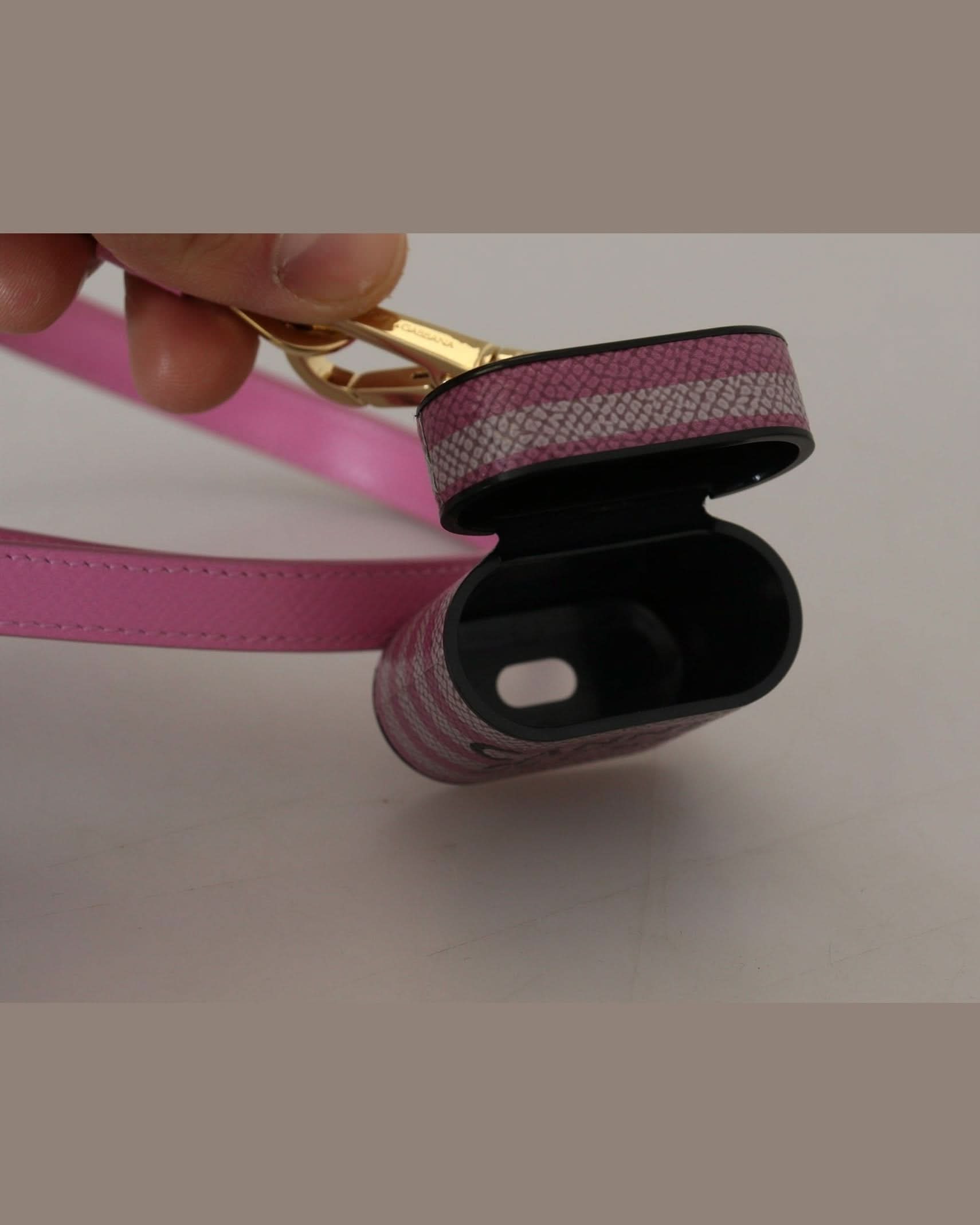Dolce & Gabbana Pink Chic Leather Airpods Case Headphone & Headset Accessories