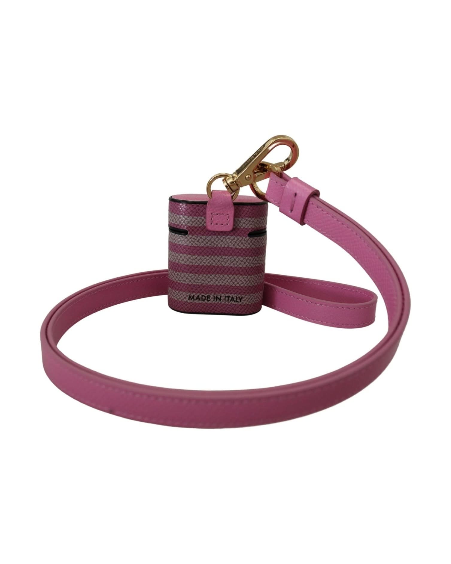 Dolce & Gabbana Pink Chic Leather Airpods Case Headphone & Headset Accessories