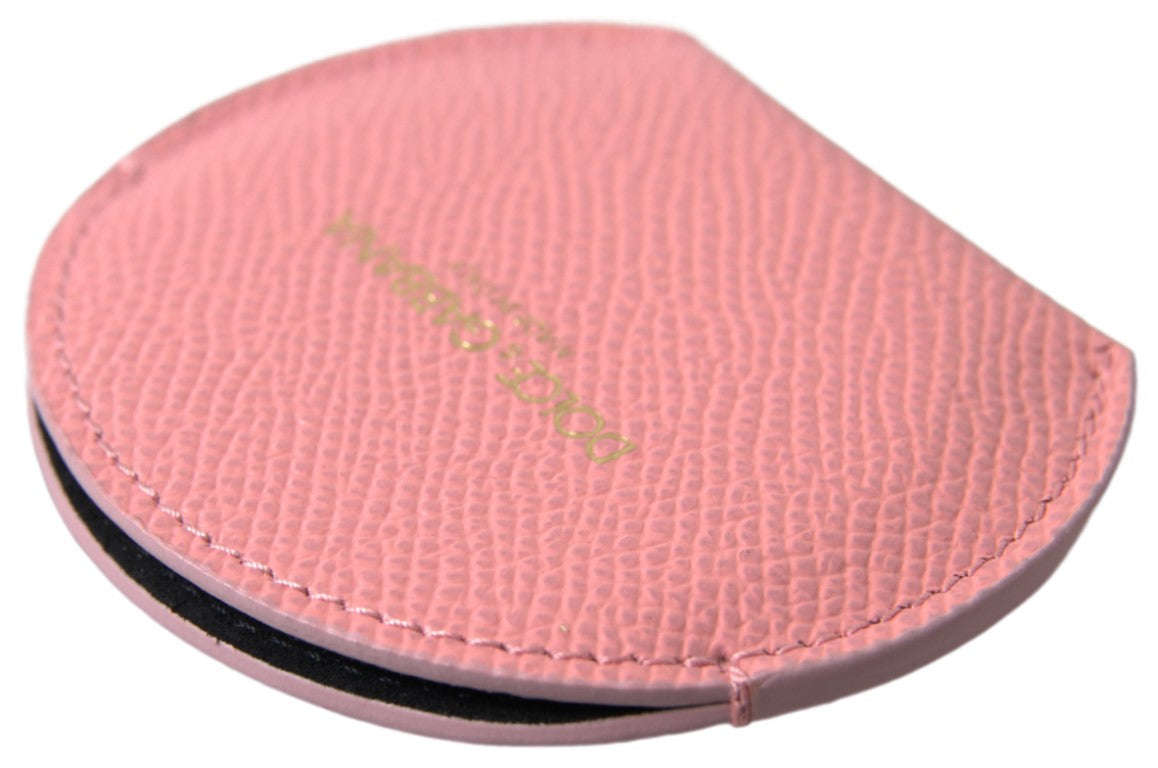 Dolce & Gabbana Chic Leather Hand Mirror Pink Holder Glam Steals
