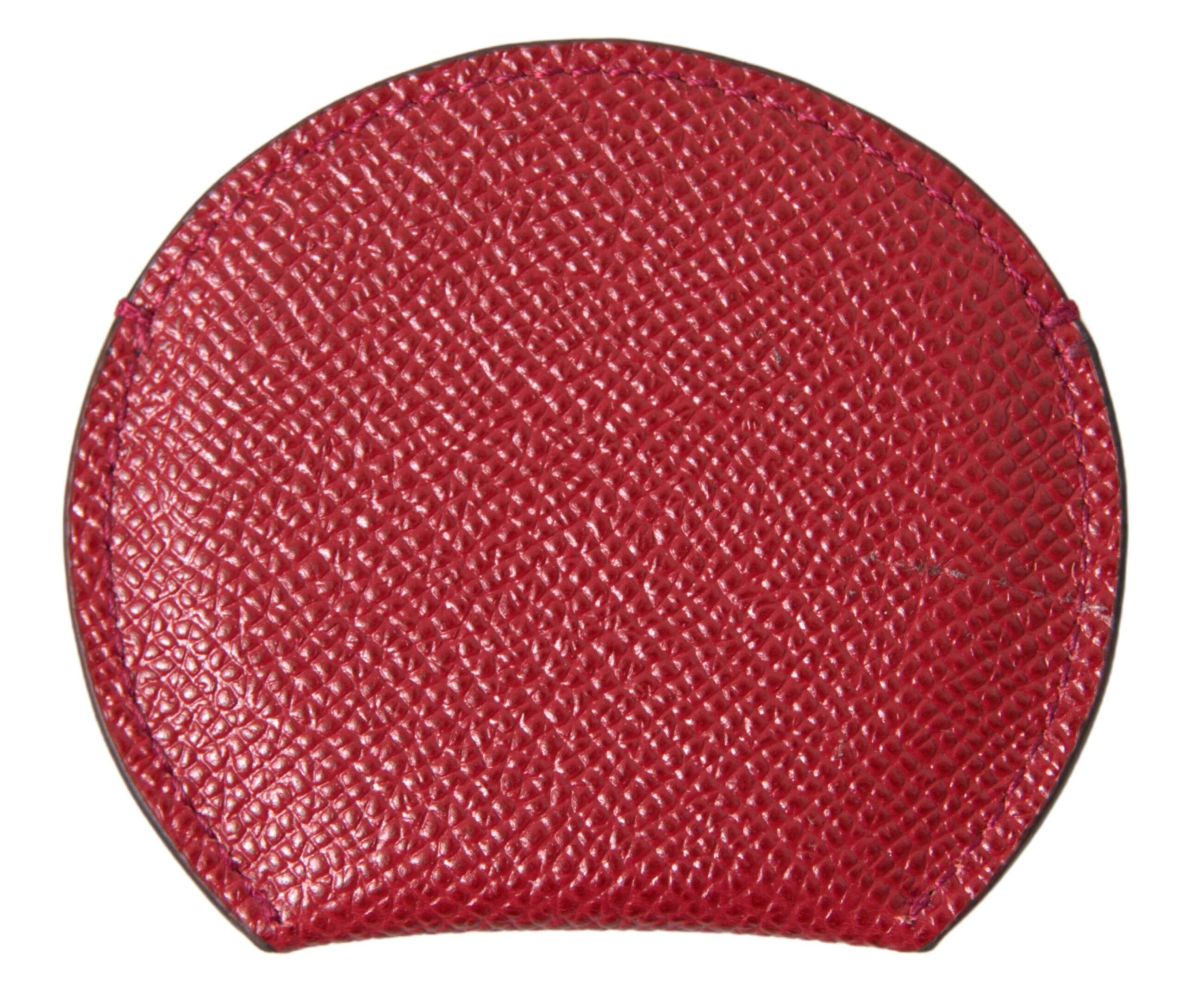 Dolce & Gabbana Chic Leather Hand Mirror Red Holder Glam Steals