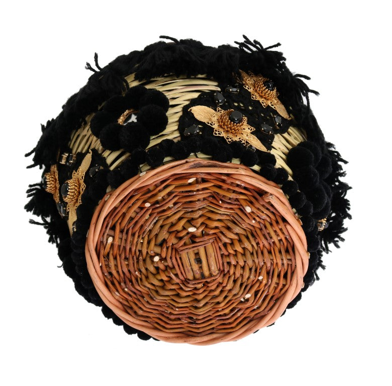 Dolce & Gabbana Chic & Straw Snakeskin Bucket Beige Black Bag Glam Steals