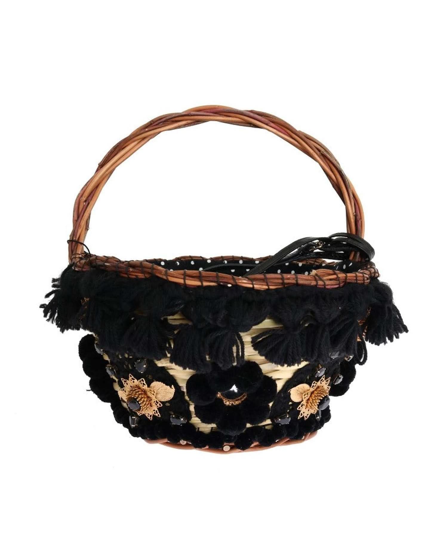 Dolce & Gabbana Beige Chic Straw Snakeskin Bucket Bag Tote Bags