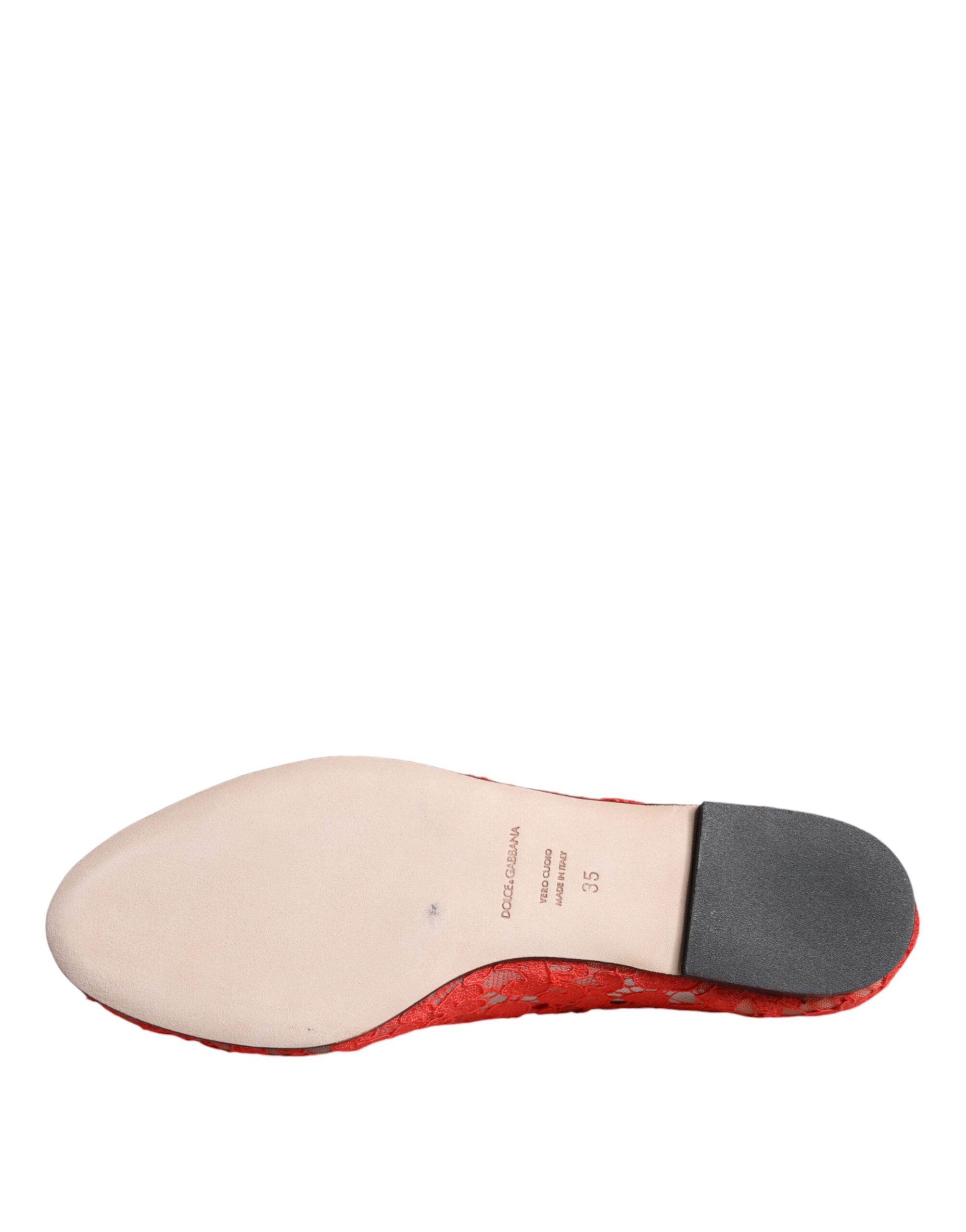 Dolce & Gabbana Coral Lace Crystal Ballet Flats Loafers Shoes Glam Steals