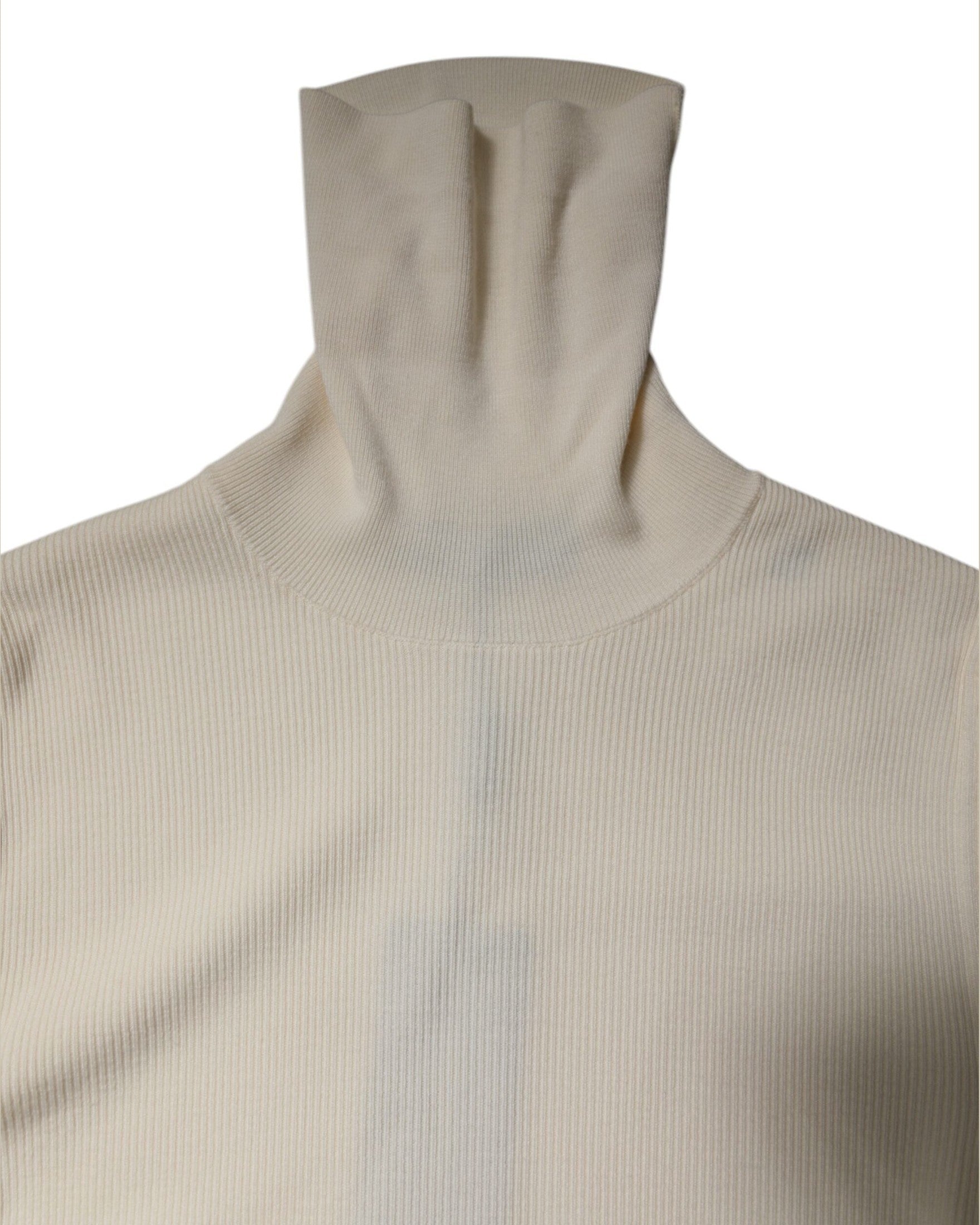 Dolce & Gabbana Cream Long Sleeves Turtleneck Slim Sweater Glam Steals