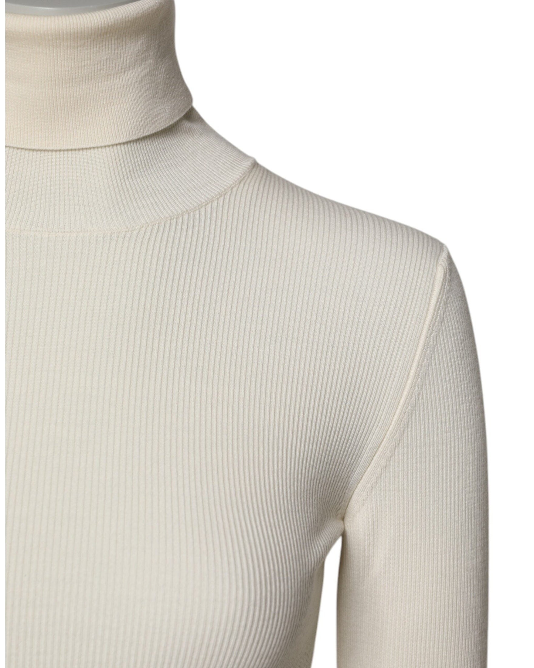 Dolce & Gabbana Cream Long Sleeves Turtleneck Slim Sweater Glam Steals