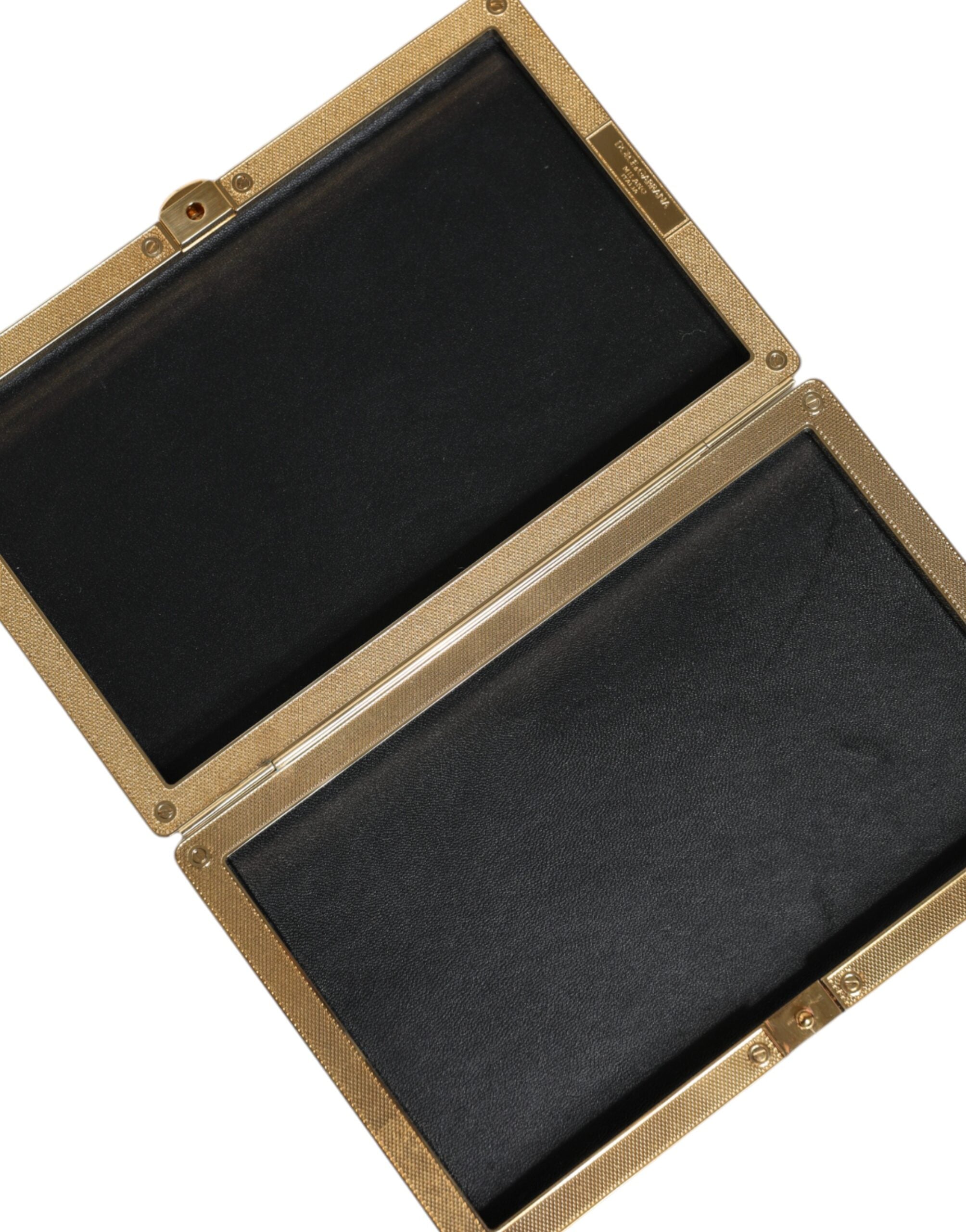 Dolce & Gabbana Crystal Bifold Clutch Evening Party Women Purse Gold Bag Glam Steals