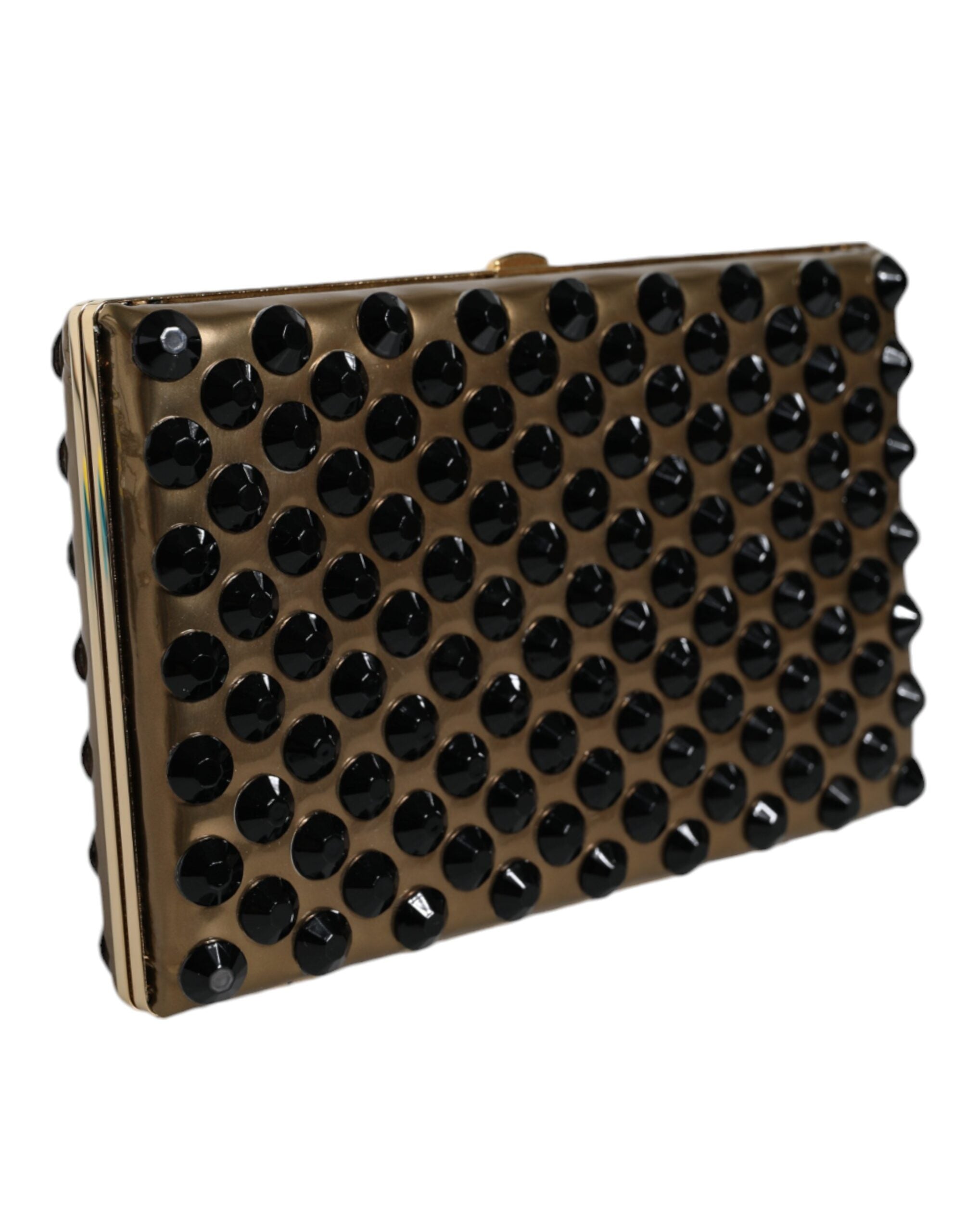 Dolce & Gabbana Crystal Bifold Clutch Evening Party Women Purse Gold Bag Glam Steals