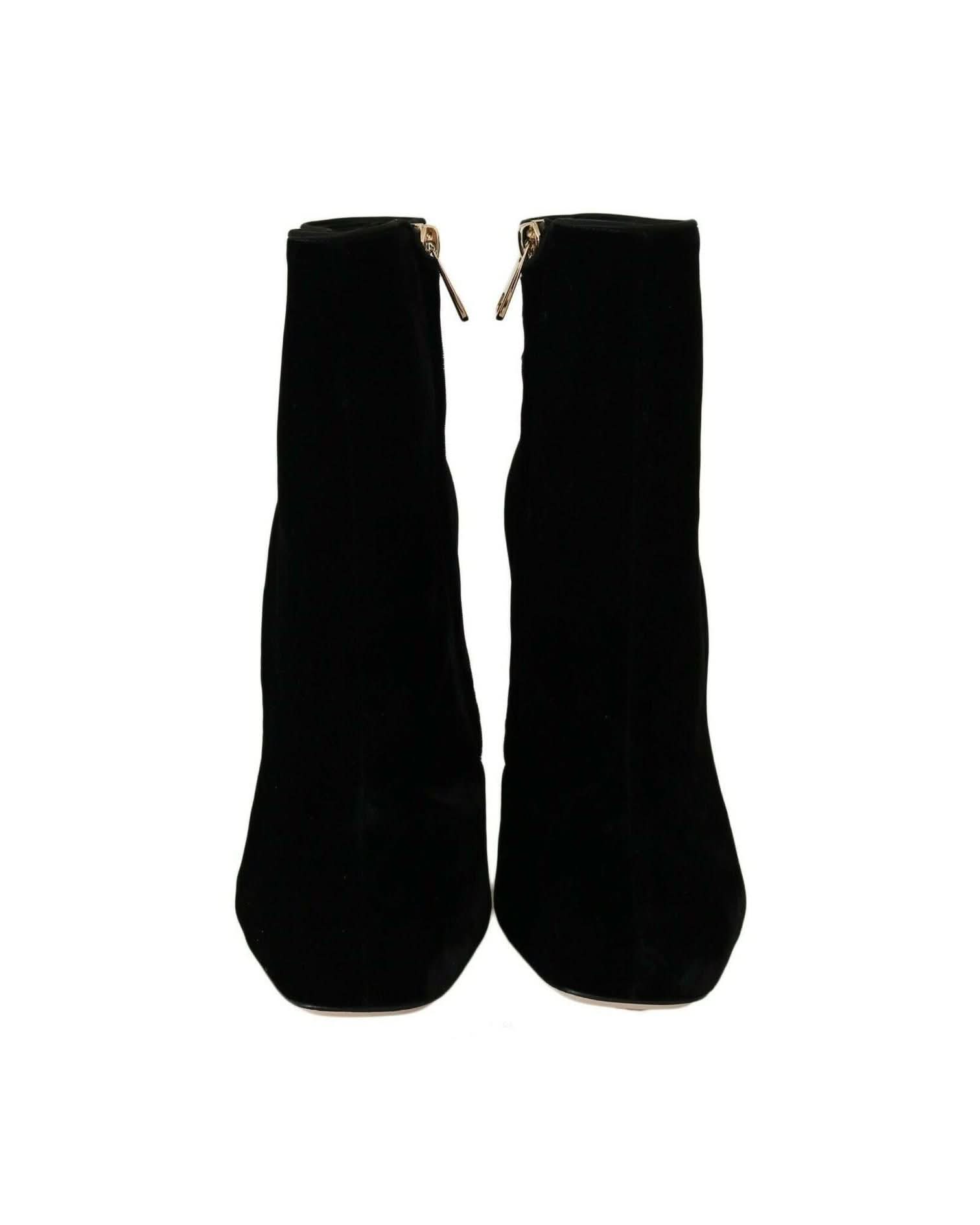 Dolce & Gabbana Crystal Heel Velvet Ankle Boots Boots