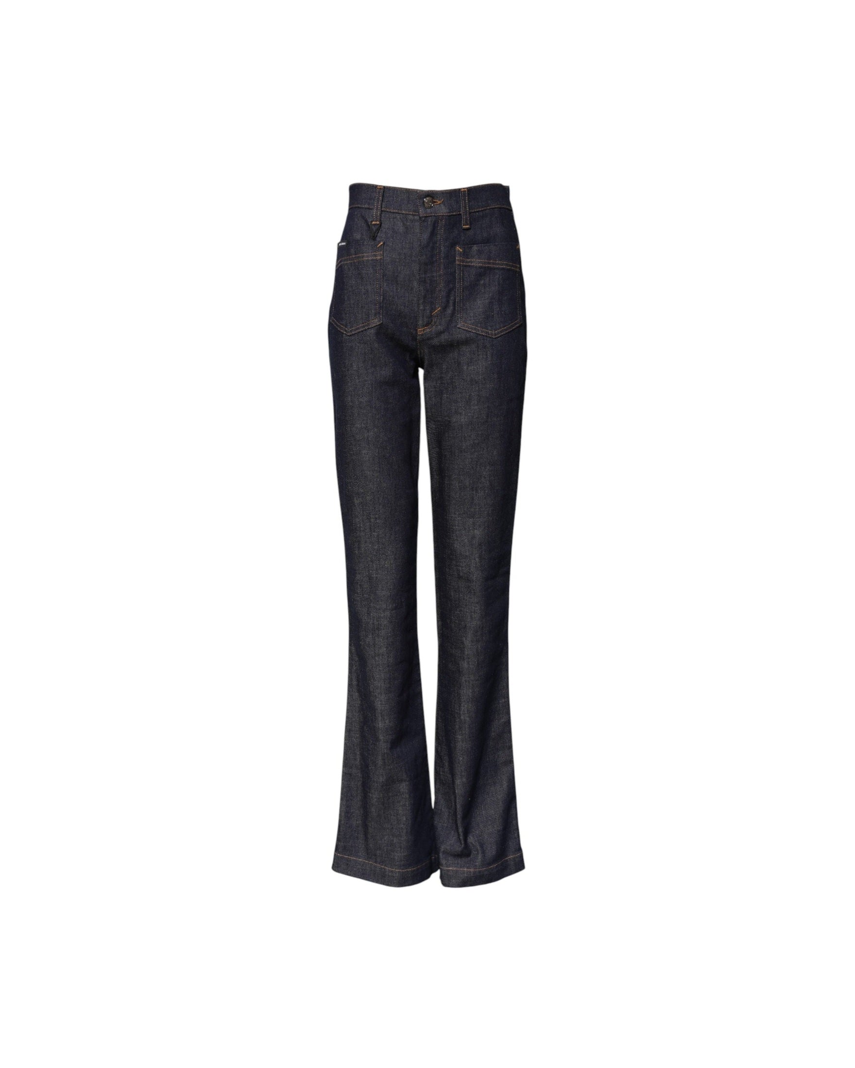 Dolce & Gabbana Dark Blue Cotton Flared Wide Leg Denim Jeans Glam Steals