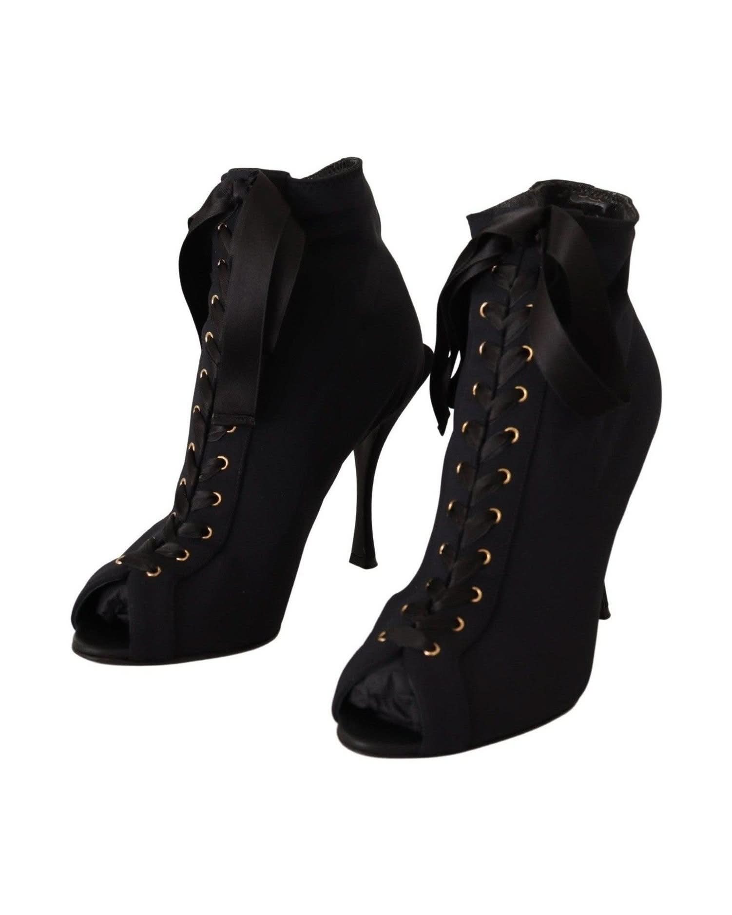 Dolce & Gabbana Elegant Ankle Open Toe Heel Boots Boots