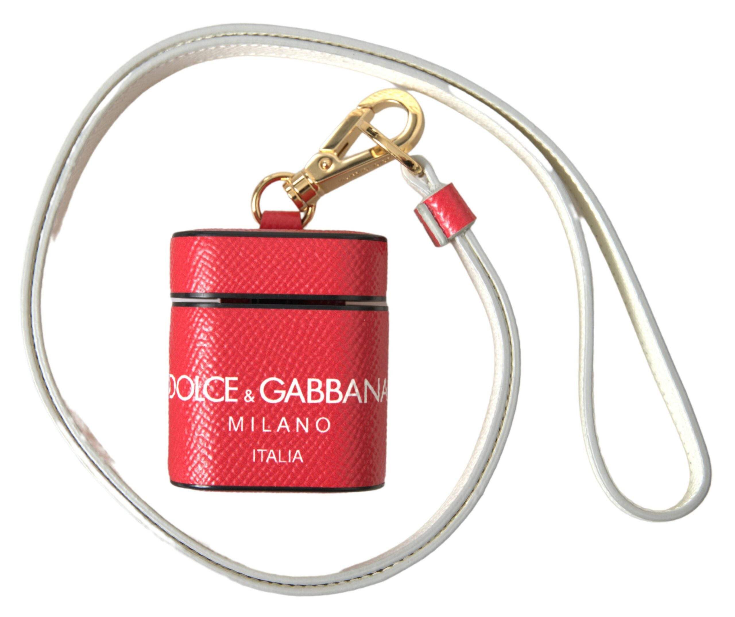Dolce & Gabbana Elegant Calf Leather Airpods Red Case Glam Steals