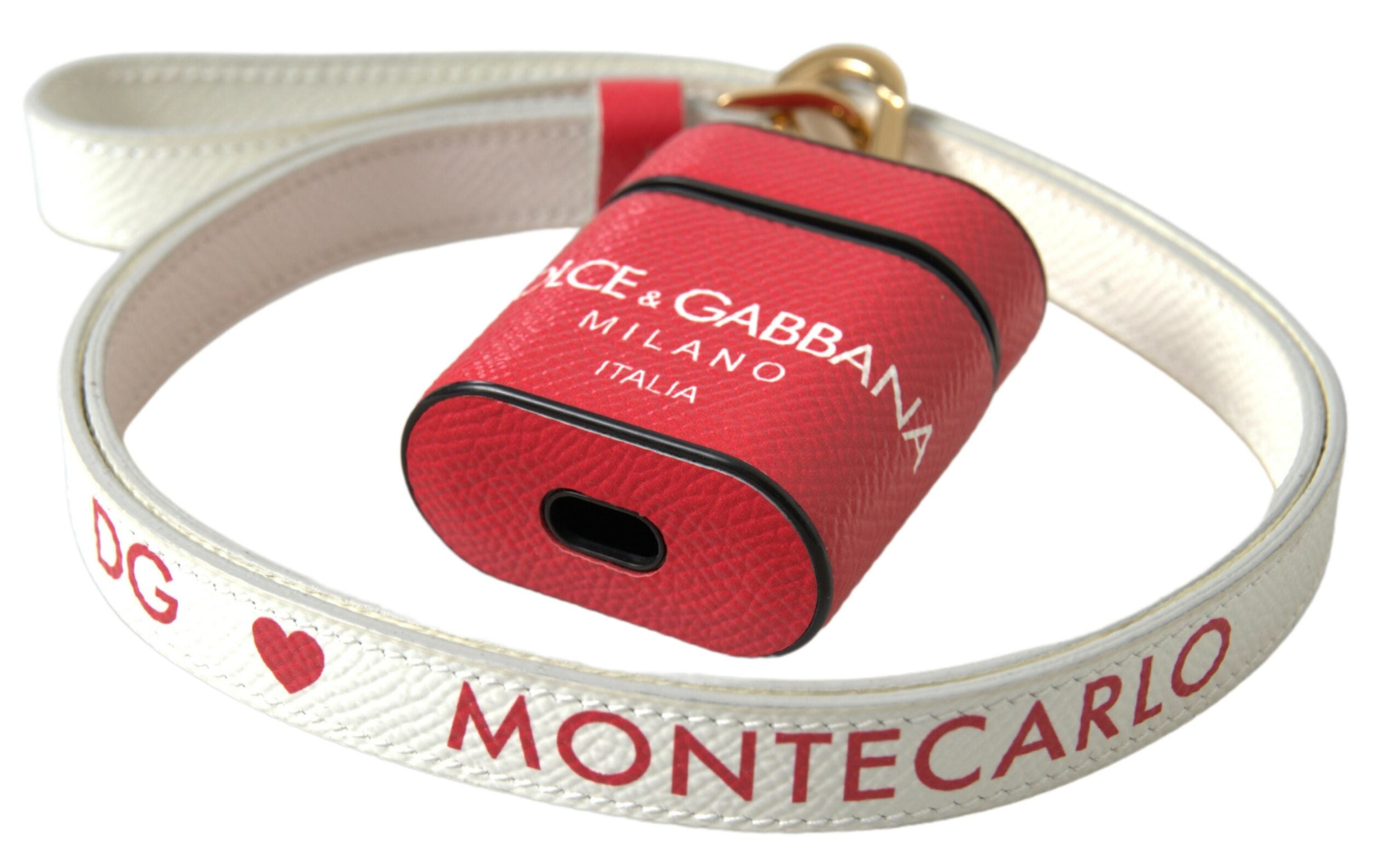 Dolce & Gabbana Elegant Calf Leather Airpods Red Case Glam Steals