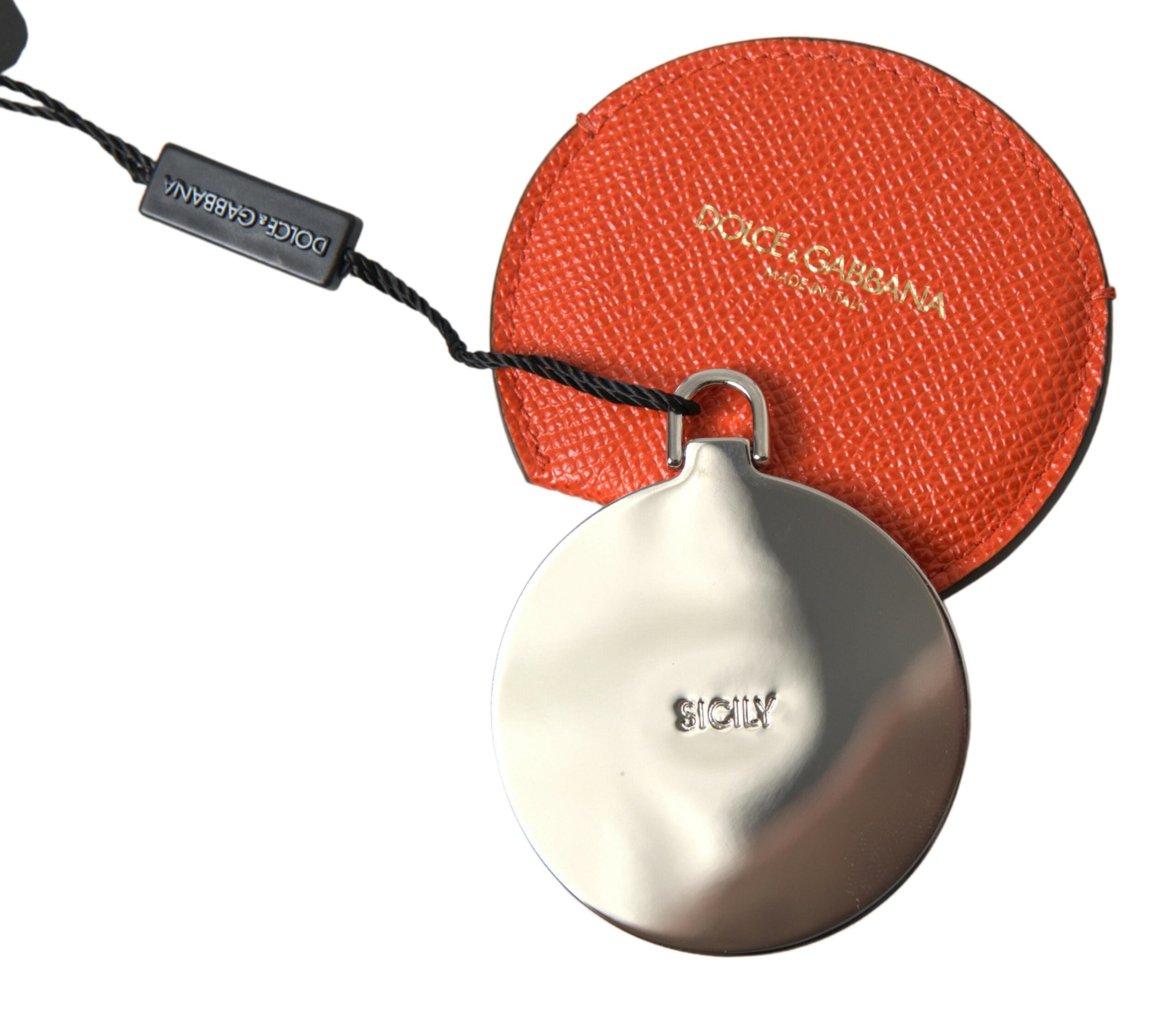 Dolce & Gabbana Elegant Calfskin Mirror Orange Holder Glam Steals