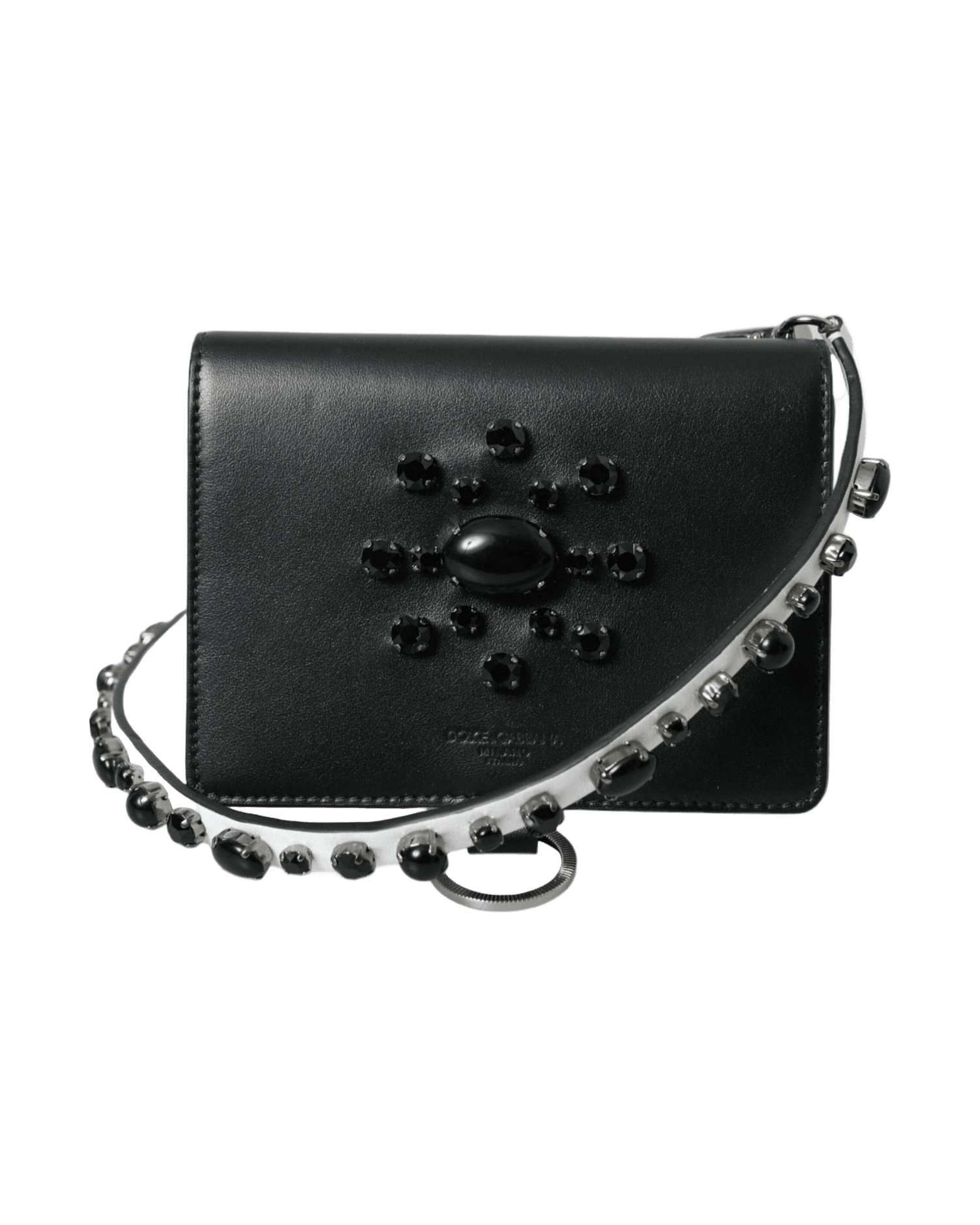 Dolce & Gabbana Elegant Crystal-Embellished Leather Card Holder Glam Steals
