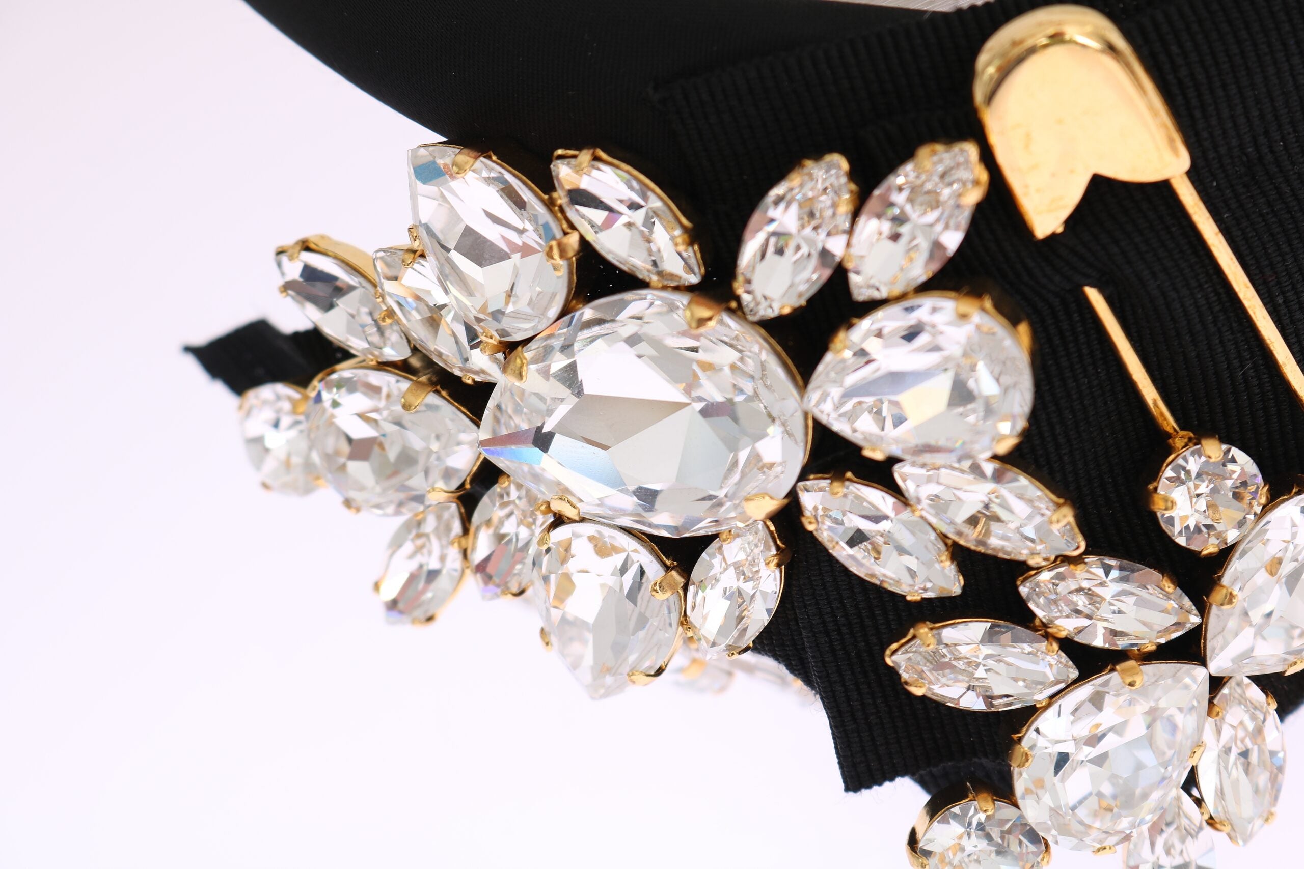 Dolce & Gabbana Elegant Crystal Headband Black Diadem Glam Steals