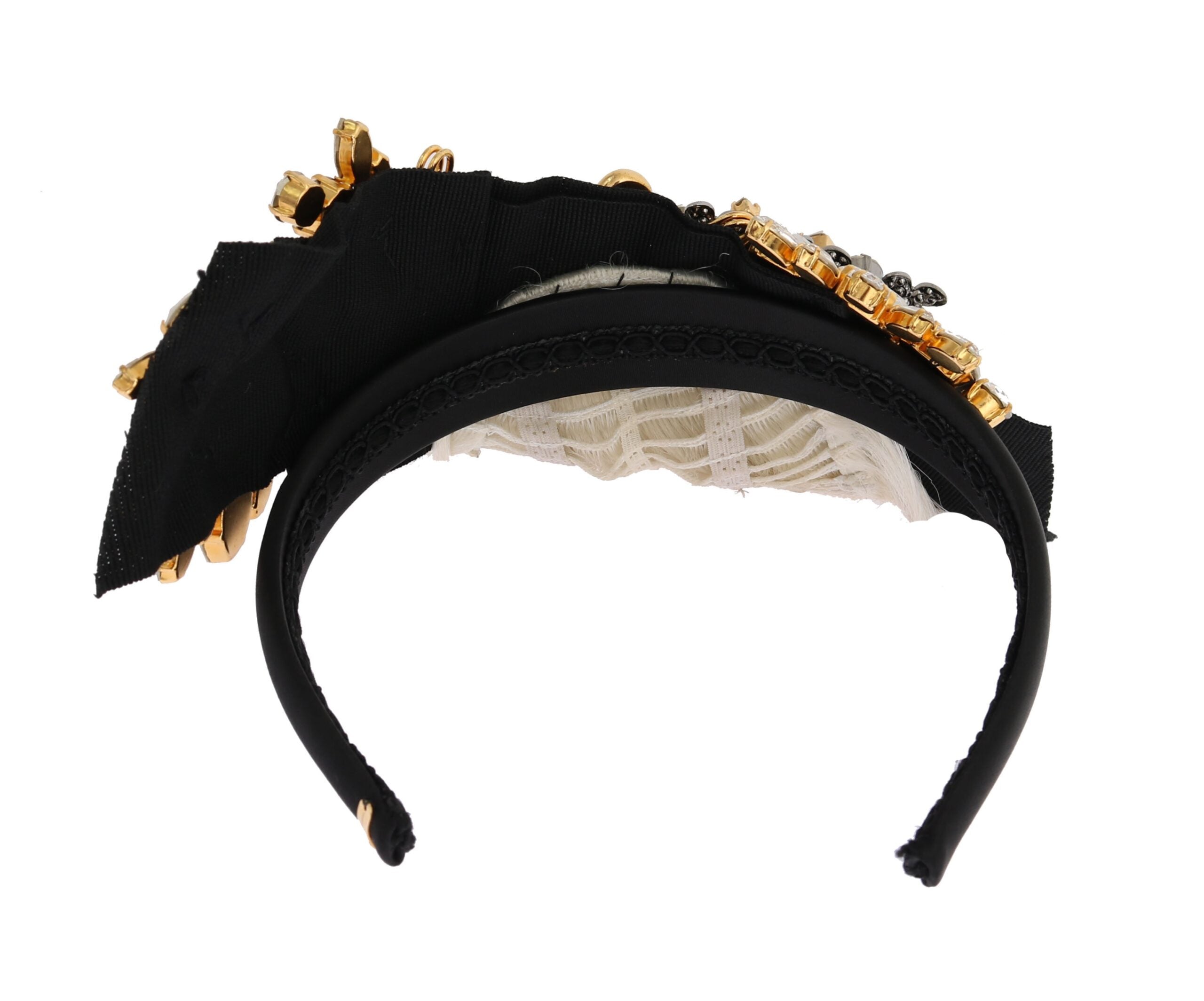 Dolce & Gabbana Elegant Crystal Headband Black Diadem Glam Steals