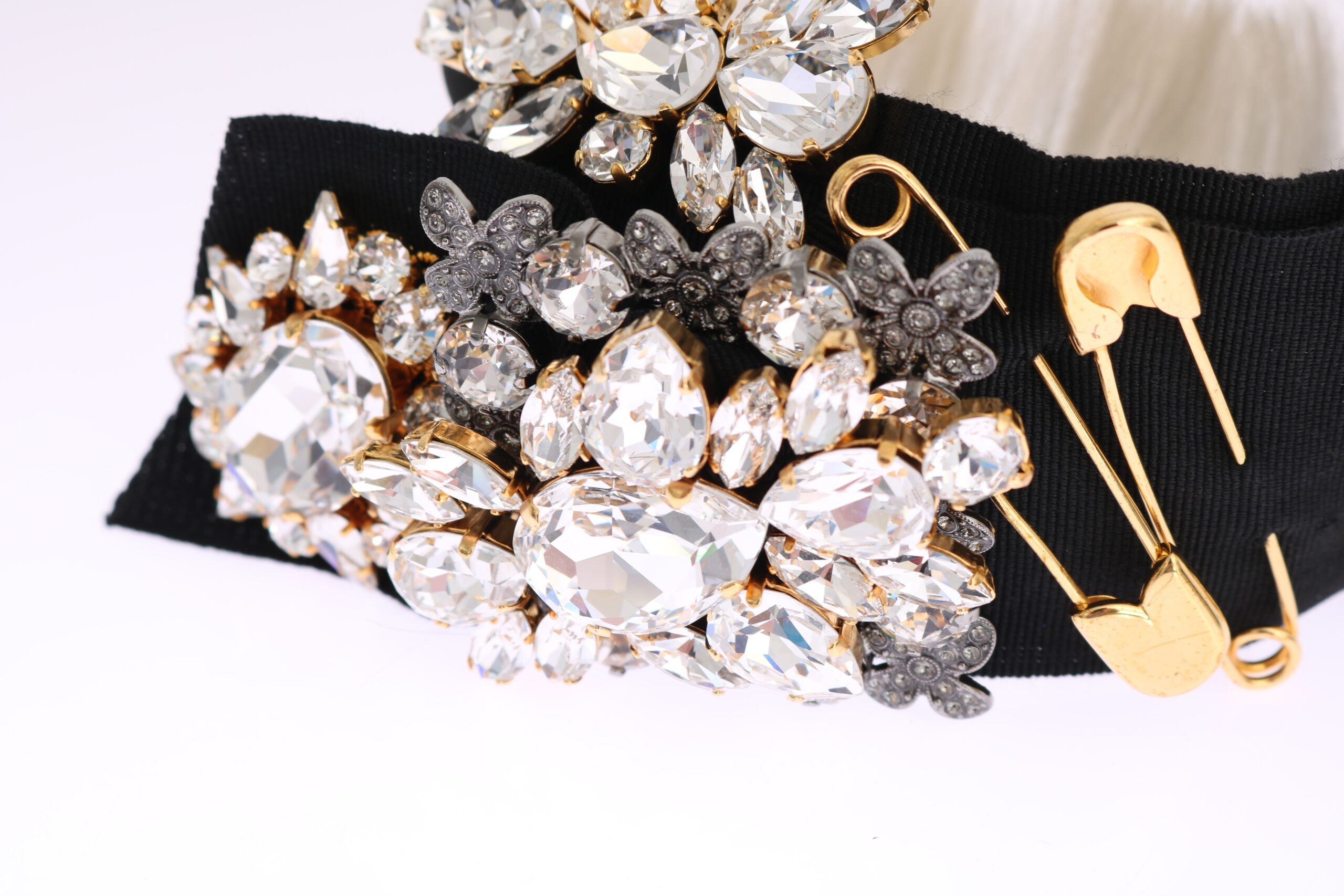 Dolce & Gabbana Elegant Crystal Headband Black Diadem Glam Steals