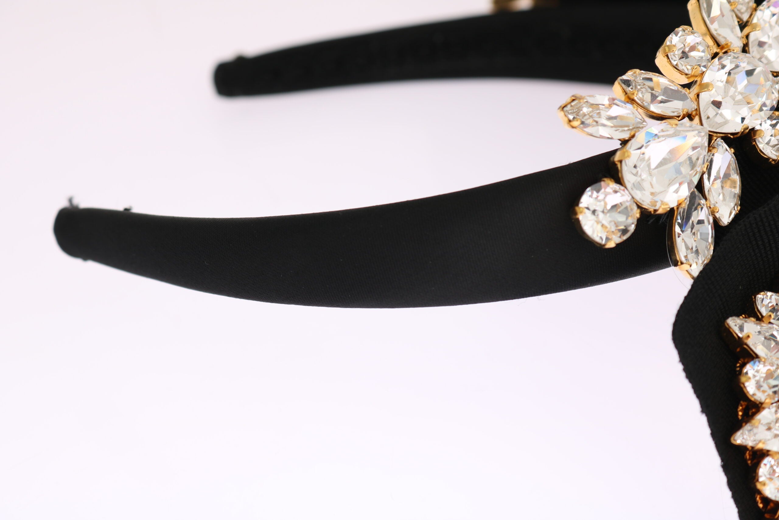 Dolce & Gabbana Elegant Crystal Headband Black Diadem Glam Steals