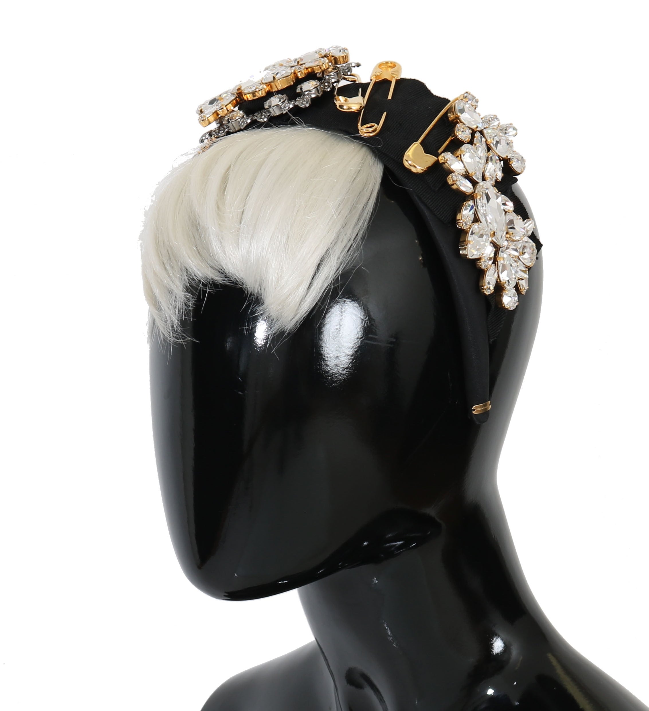Dolce & Gabbana Elegant Crystal Headband Black Diadem Glam Steals