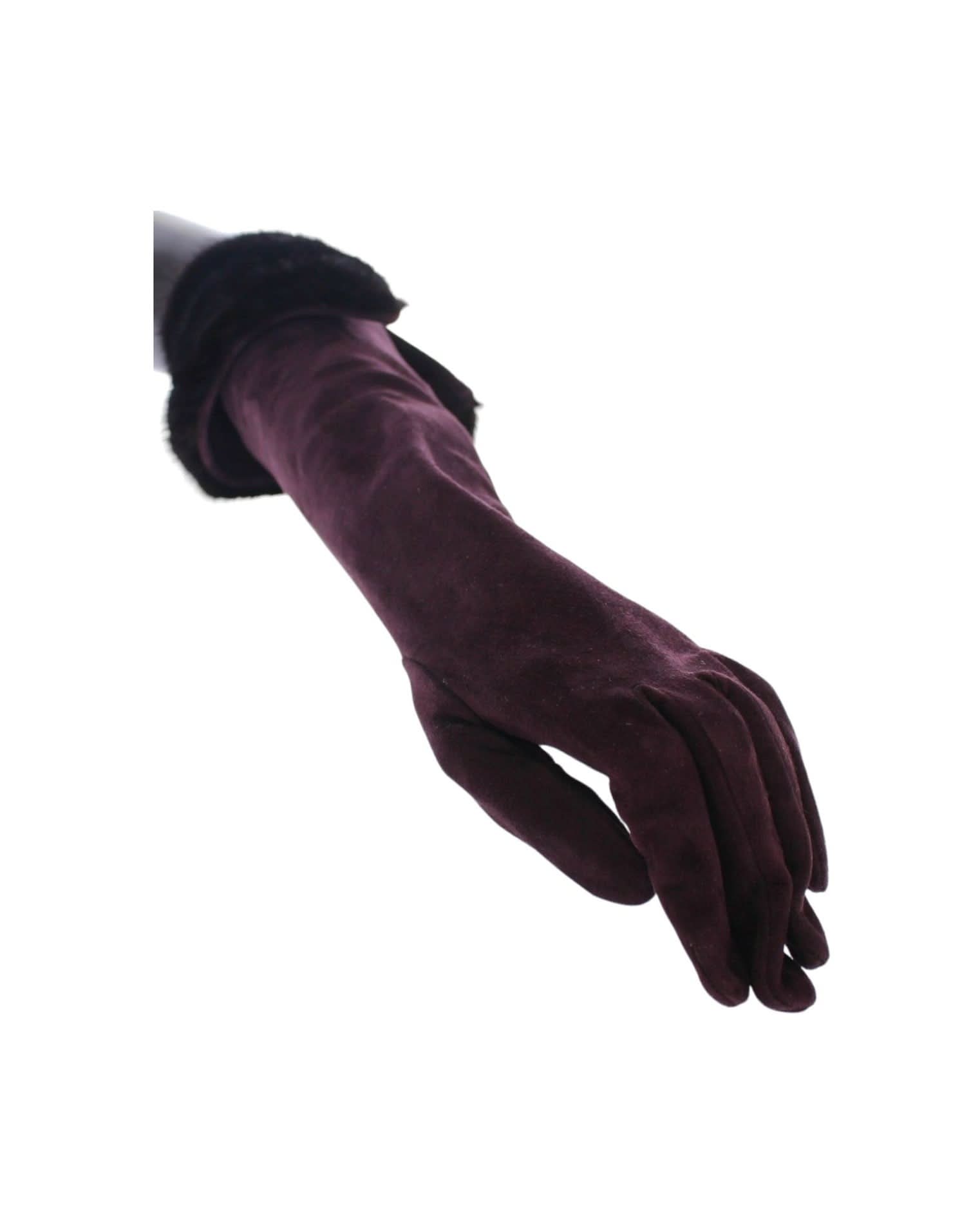 Dolce & Gabbana Purple Elegant Elbow Length Fur Gloves Gloves & Mittens
