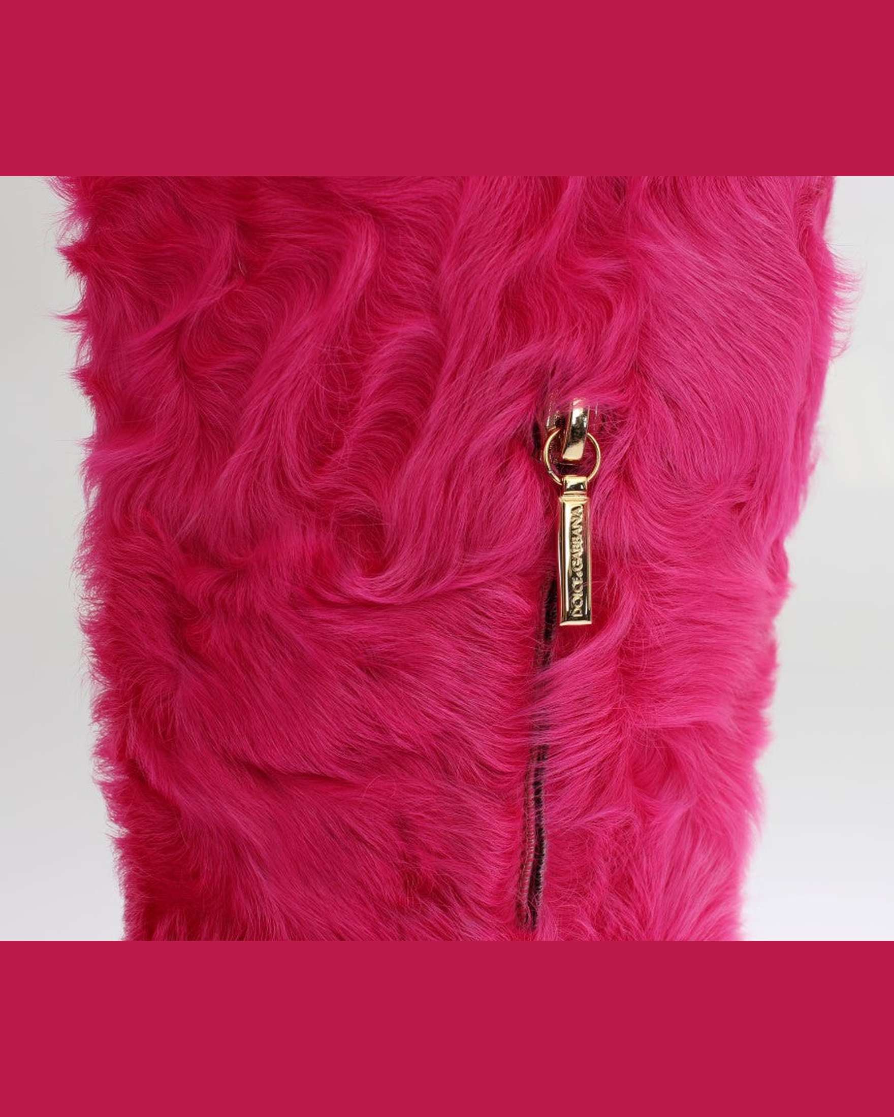 Dolce & Gabbana Elegant Lambskin Fur Pink Boots Glam Steals