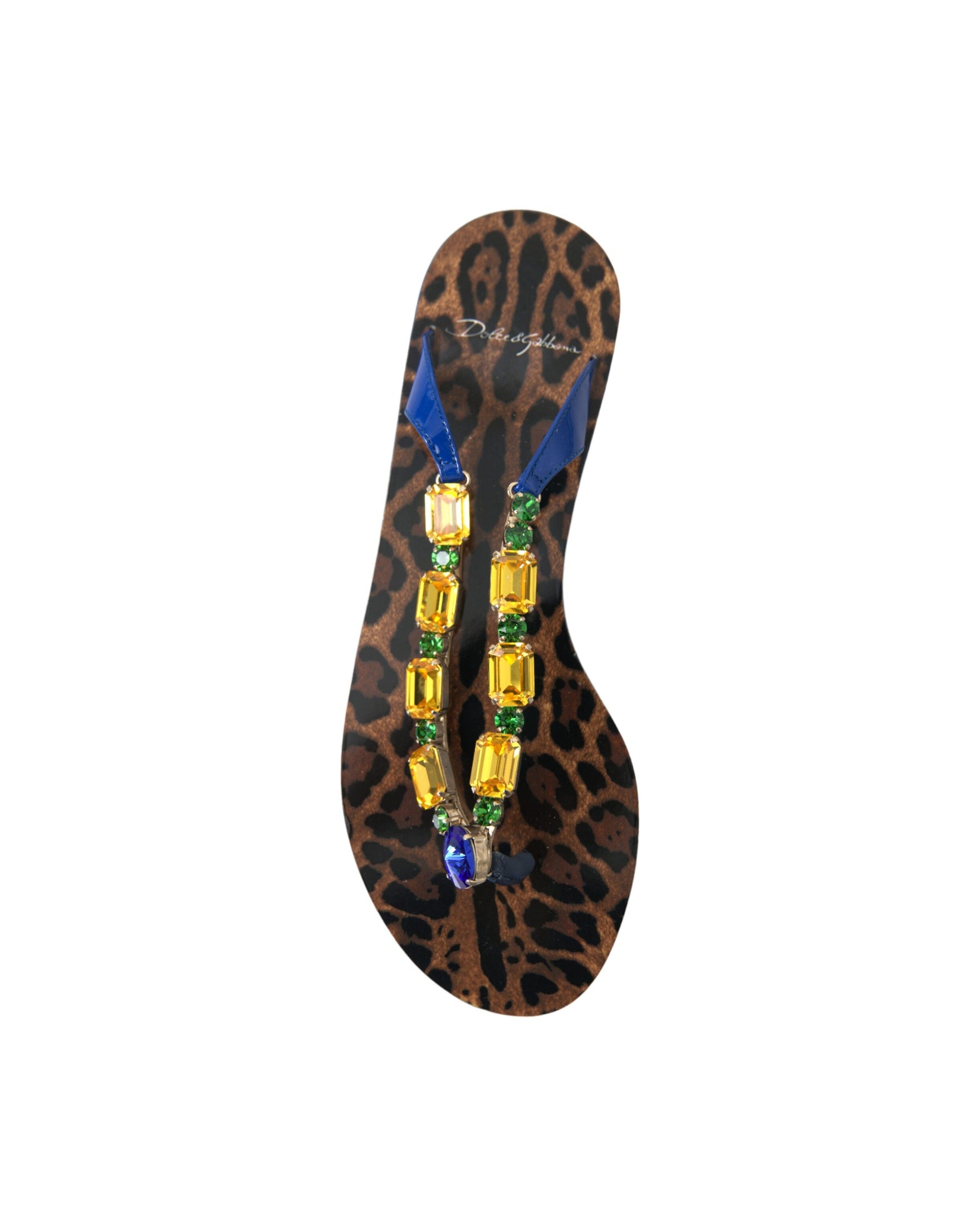 Dolce & Gabbana Elegant Leather Flat Blue Sandals Glam Steals
