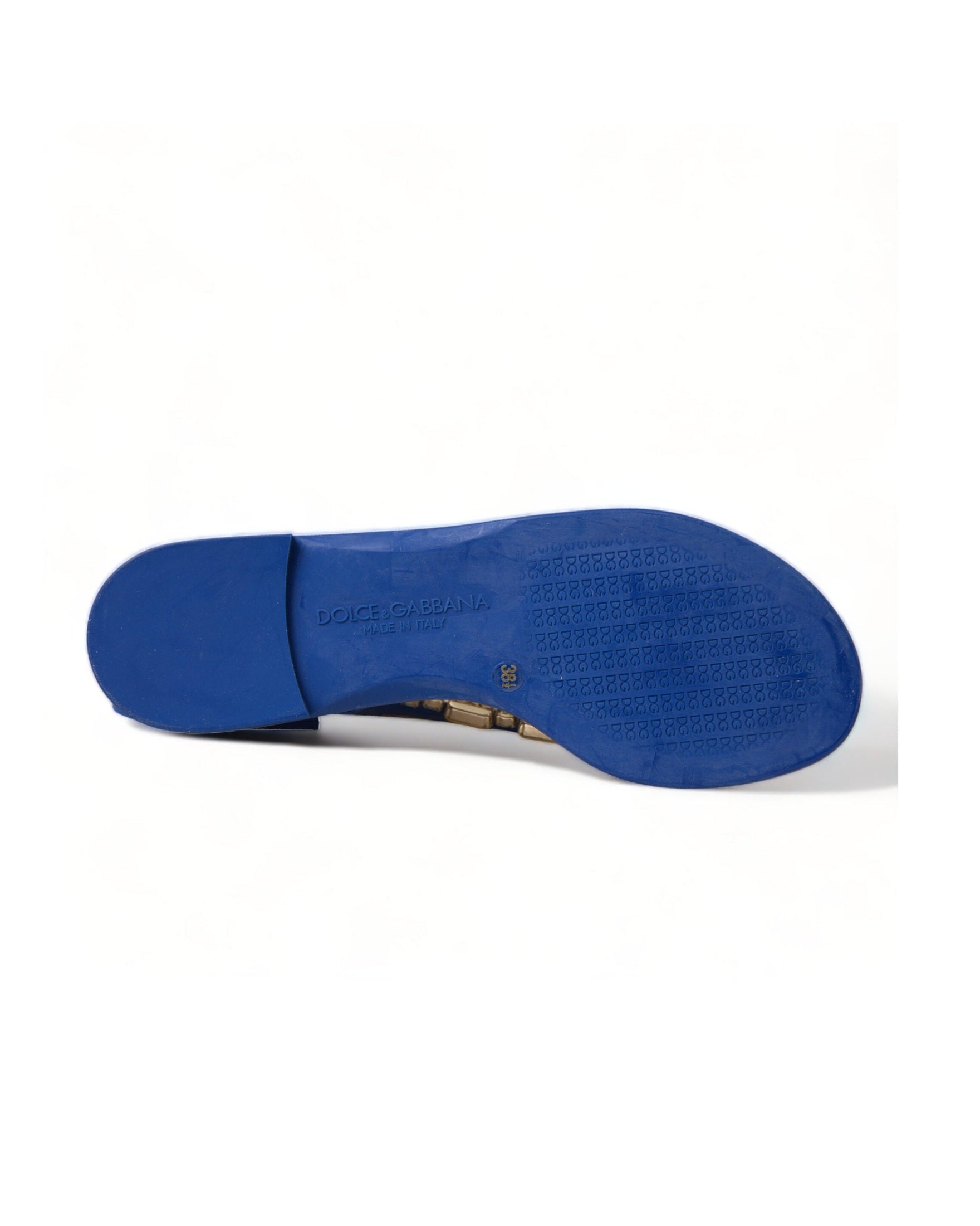 Dolce & Gabbana Elegant Leather Flat Blue Sandals Glam Steals