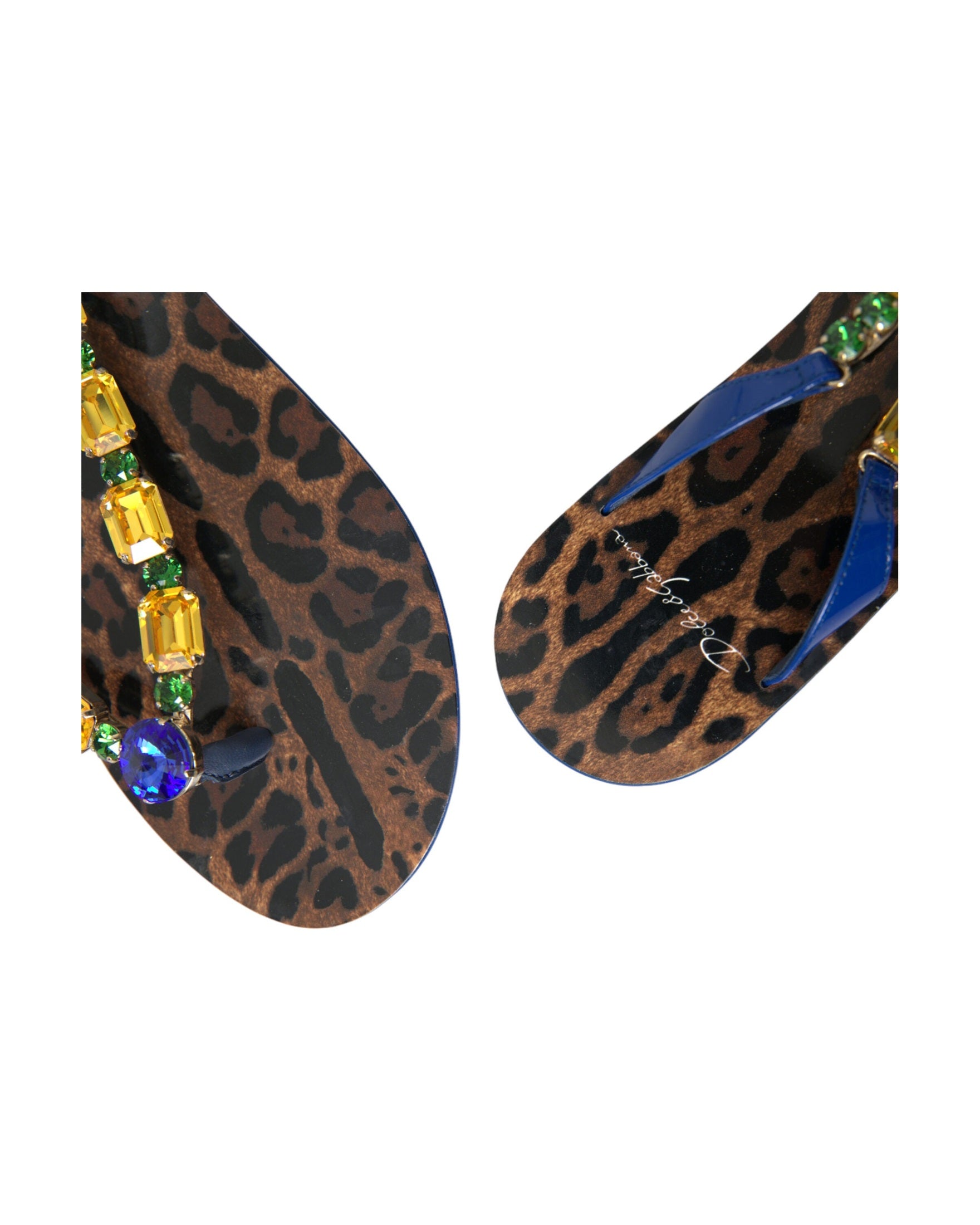 Dolce & Gabbana Elegant Leather Flat Blue Sandals Glam Steals