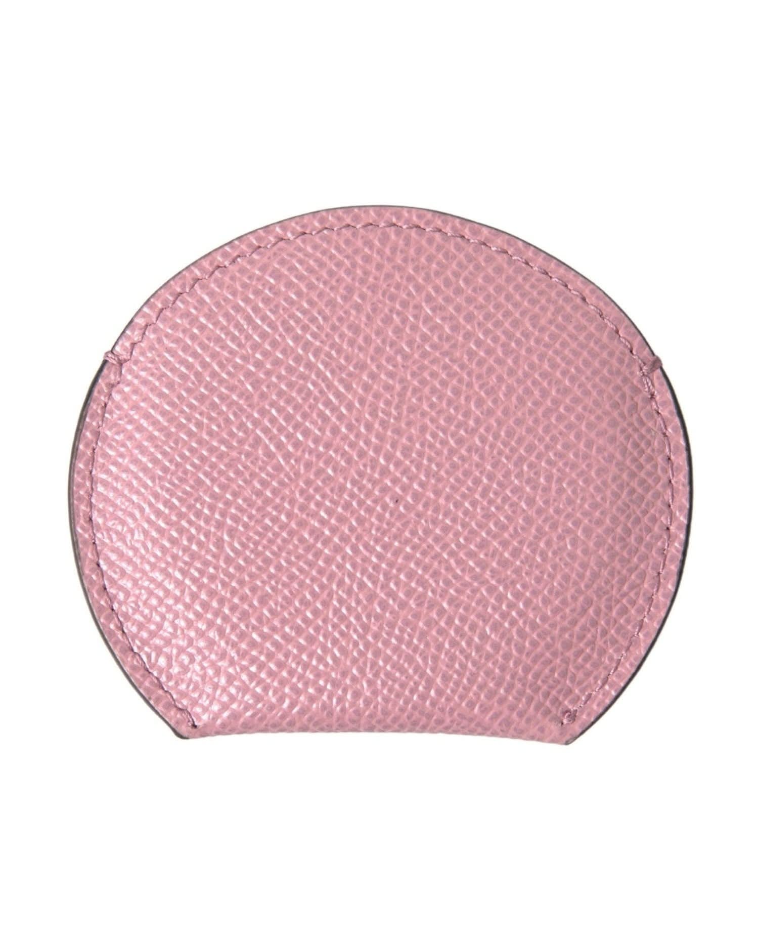Dolce & Gabbana Pink Elegant Leather Hand Mirror Holder Face Mirrors