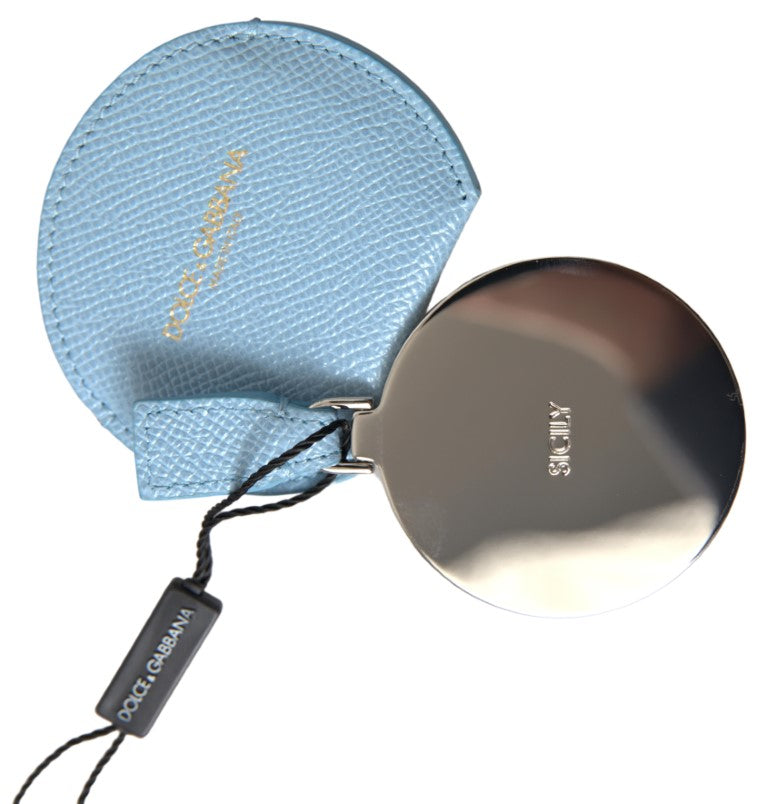 Dolce & Gabbana Elegant Leather Mirror Holder In Blue Light Glam Steals
