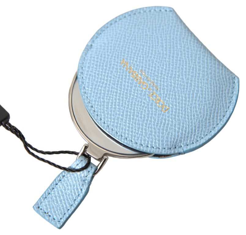 Dolce & Gabbana Elegant Leather Mirror Holder In Blue Light Glam Steals