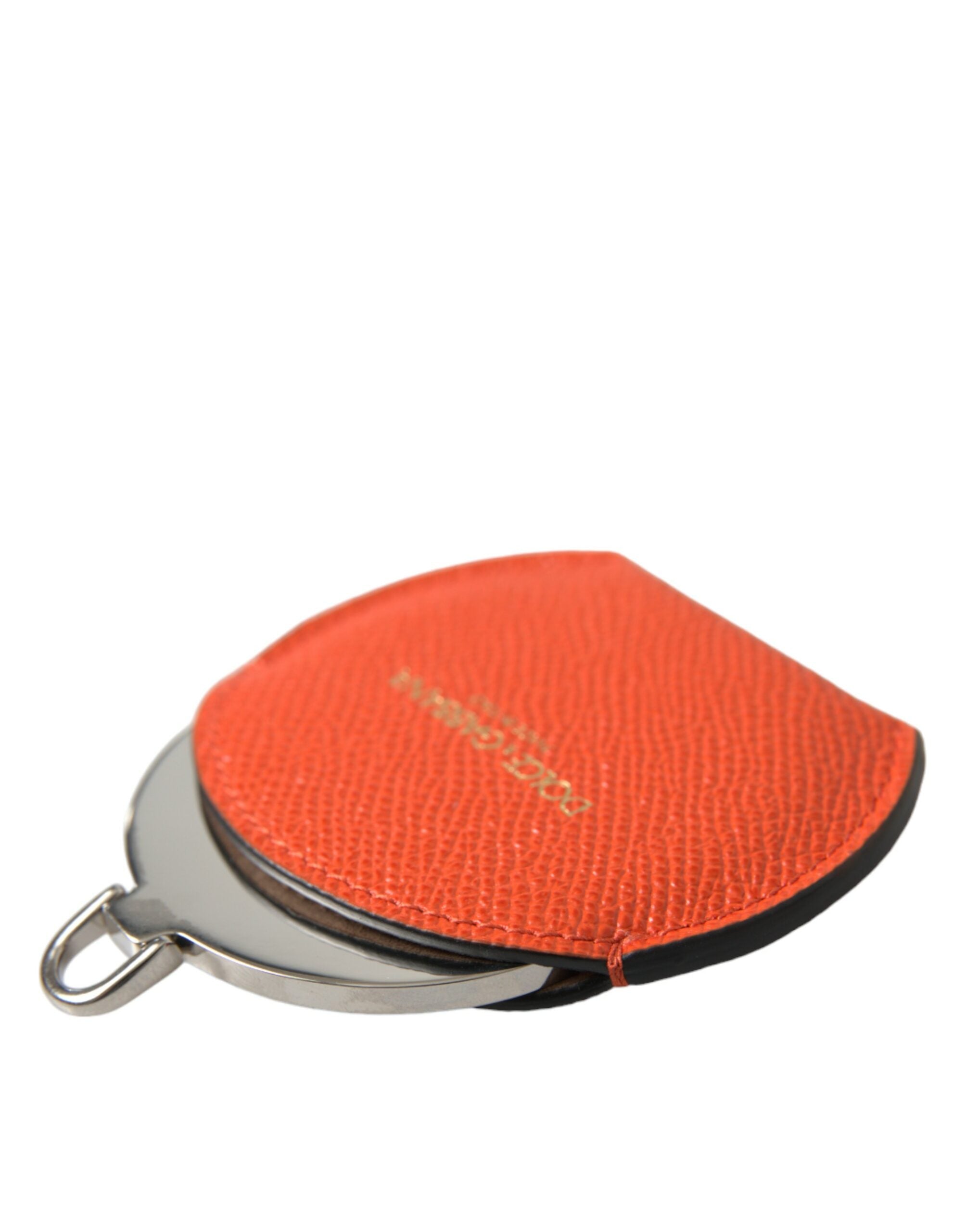 Dolce & Gabbana Elegant Leather Mirror Orange Holder Glam Steals