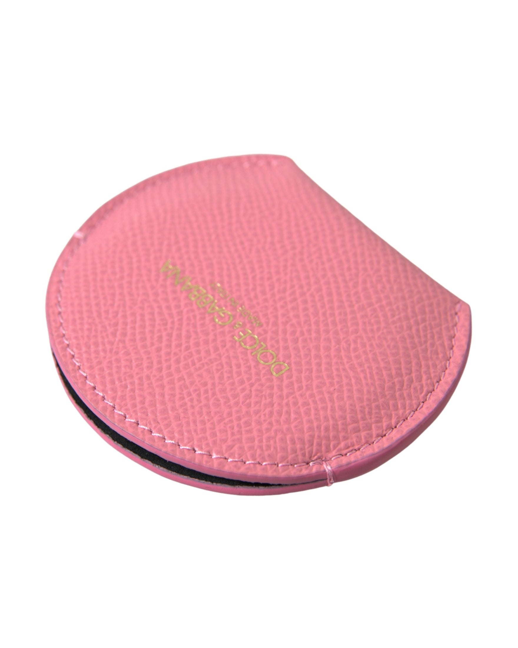 Dolce & Gabbana Elegant Leather Mirror Pink Holder Glam Steals