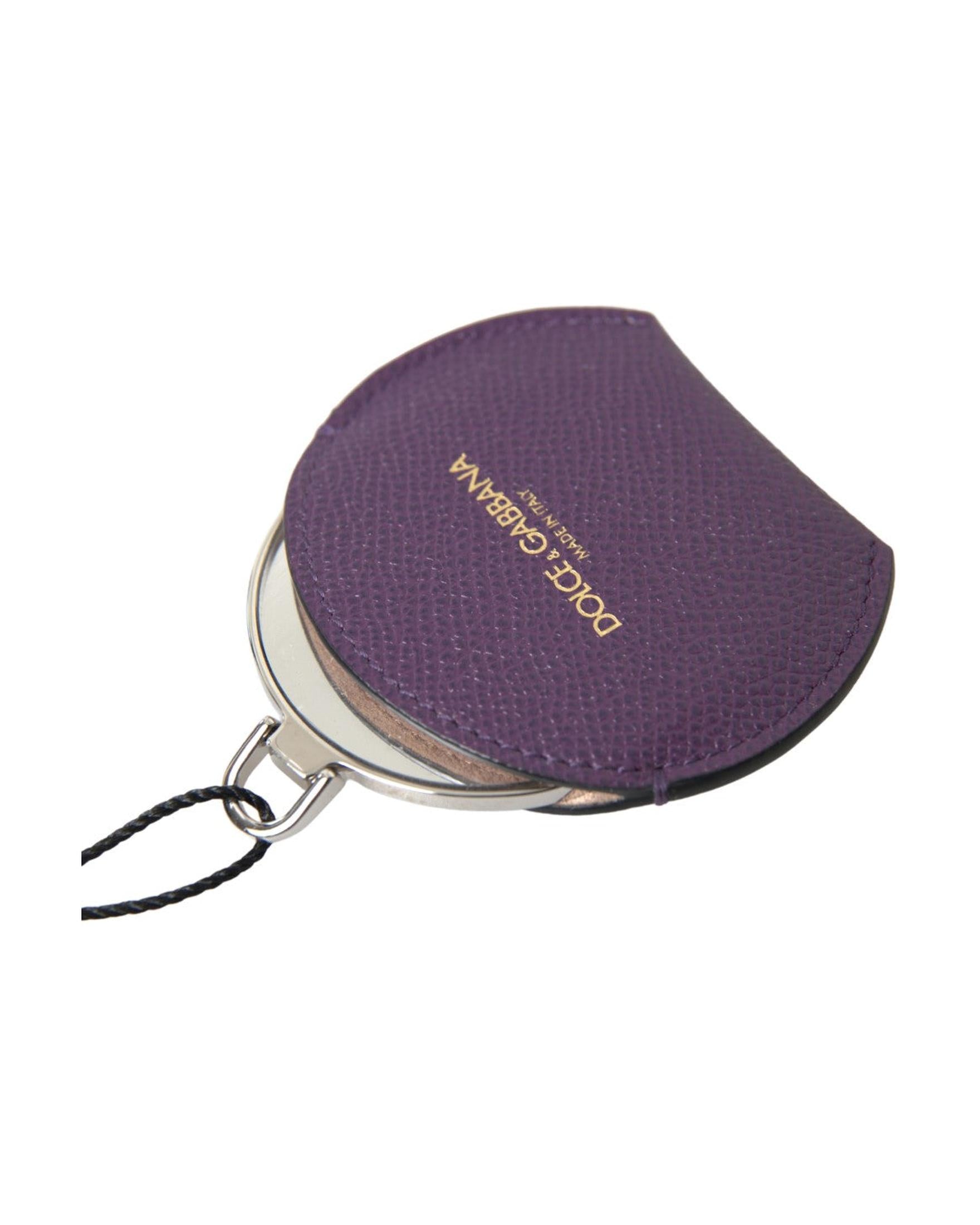 Dolce & Gabbana Elegant Leather Mirror Purple Holder Glam Steals