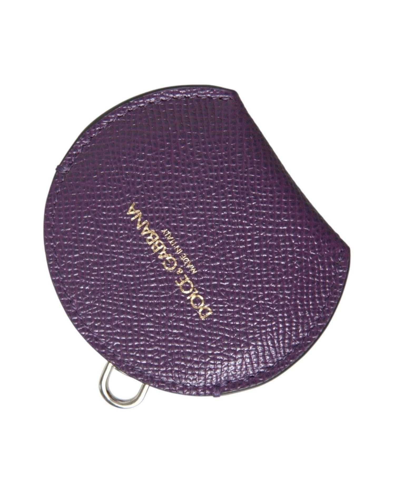 Dolce & Gabbana Purple Elegant Leather Mirror Holder Face Mirrors