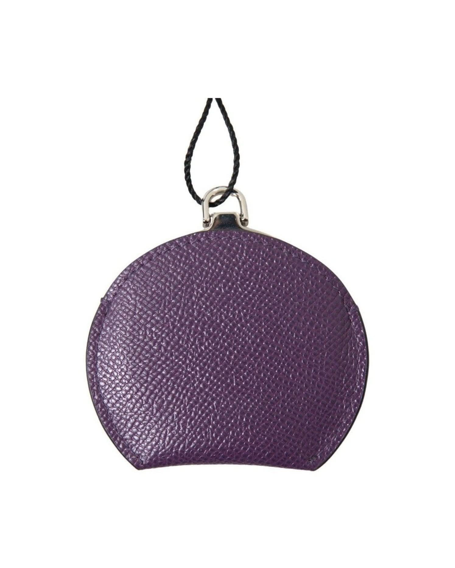 Dolce & Gabbana Purple Elegant Leather Mirror Holder Face Mirrors