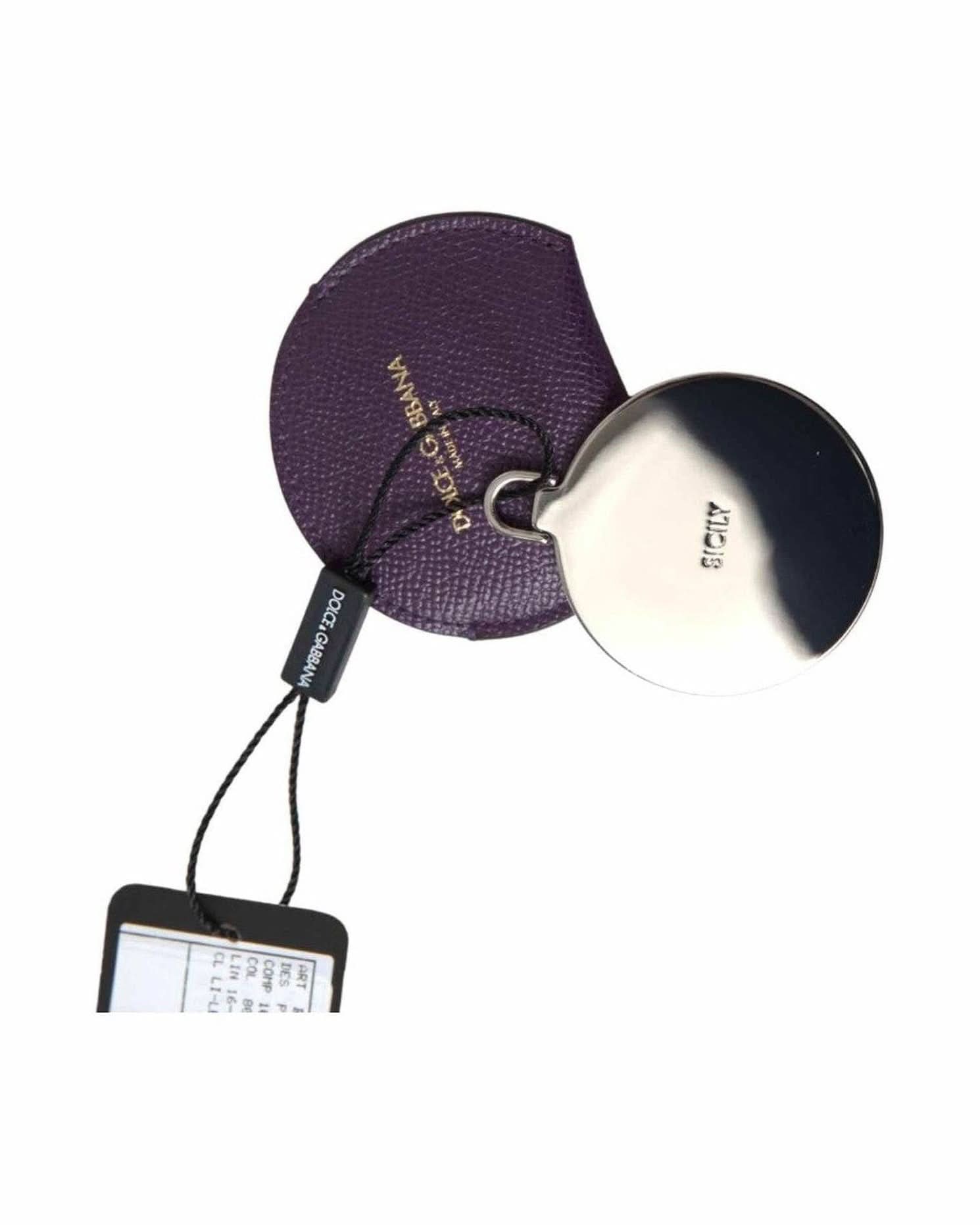 Dolce & Gabbana Purple Elegant Leather Mirror Holder Face Mirrors