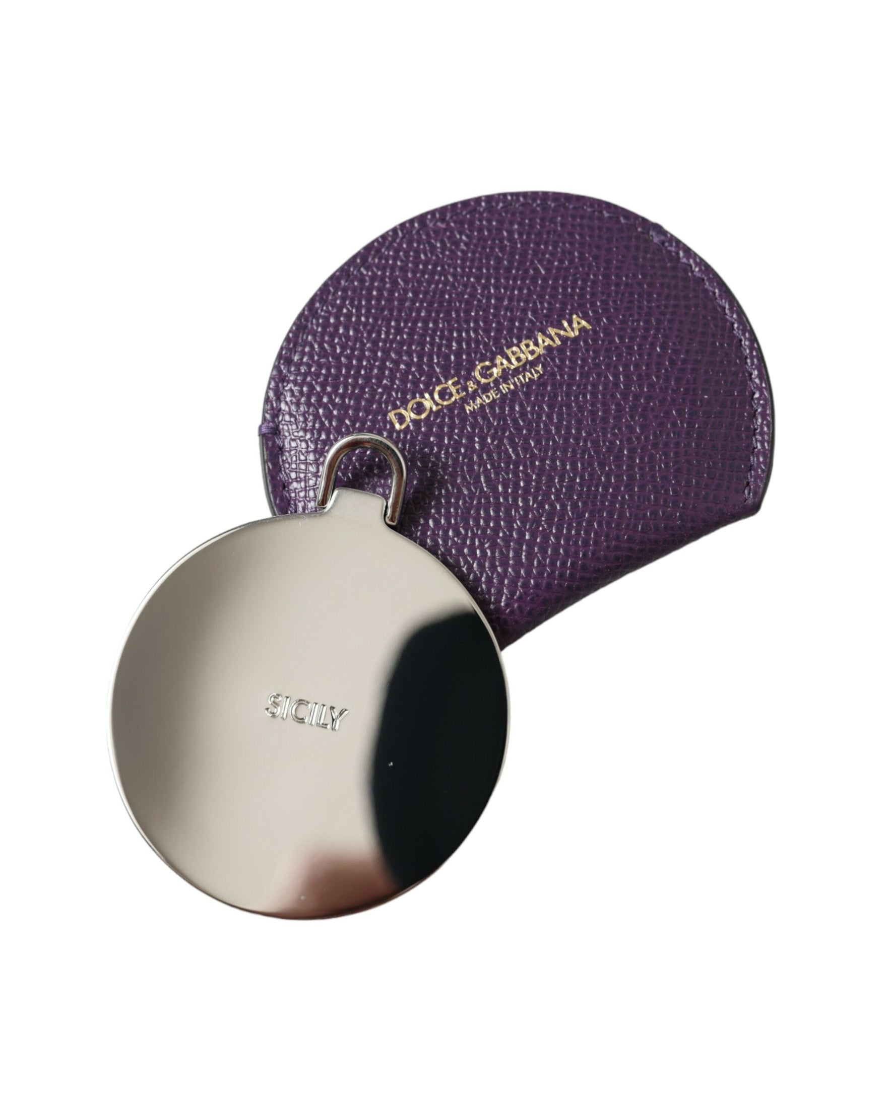 Dolce & Gabbana Elegant Leather Mirror Purple Holder Glam Steals