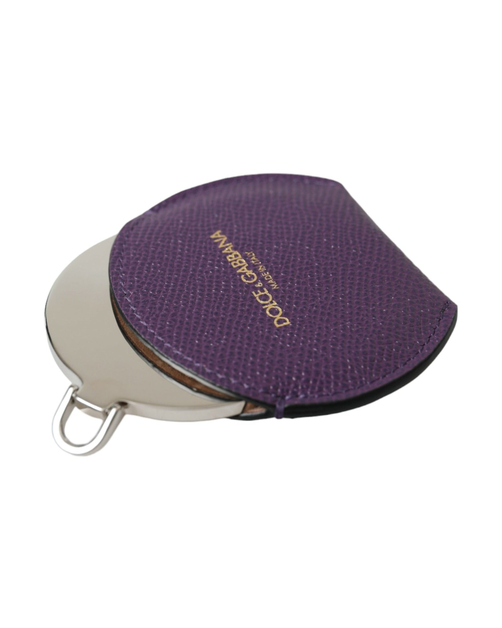 Dolce & Gabbana Elegant Leather Mirror Purple Holder Glam Steals