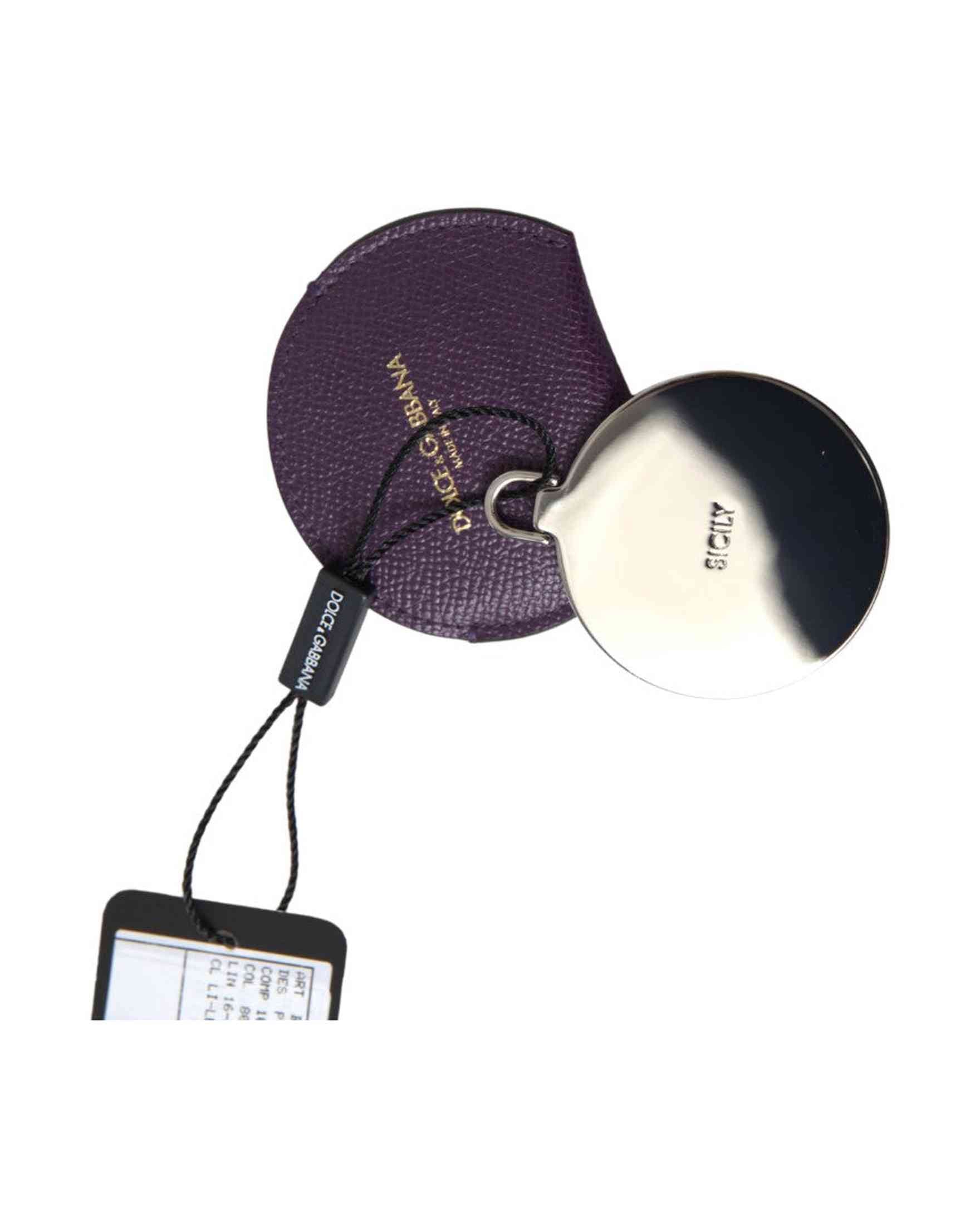 Dolce & Gabbana Elegant Leather Mirror Purple Holder Glam Steals