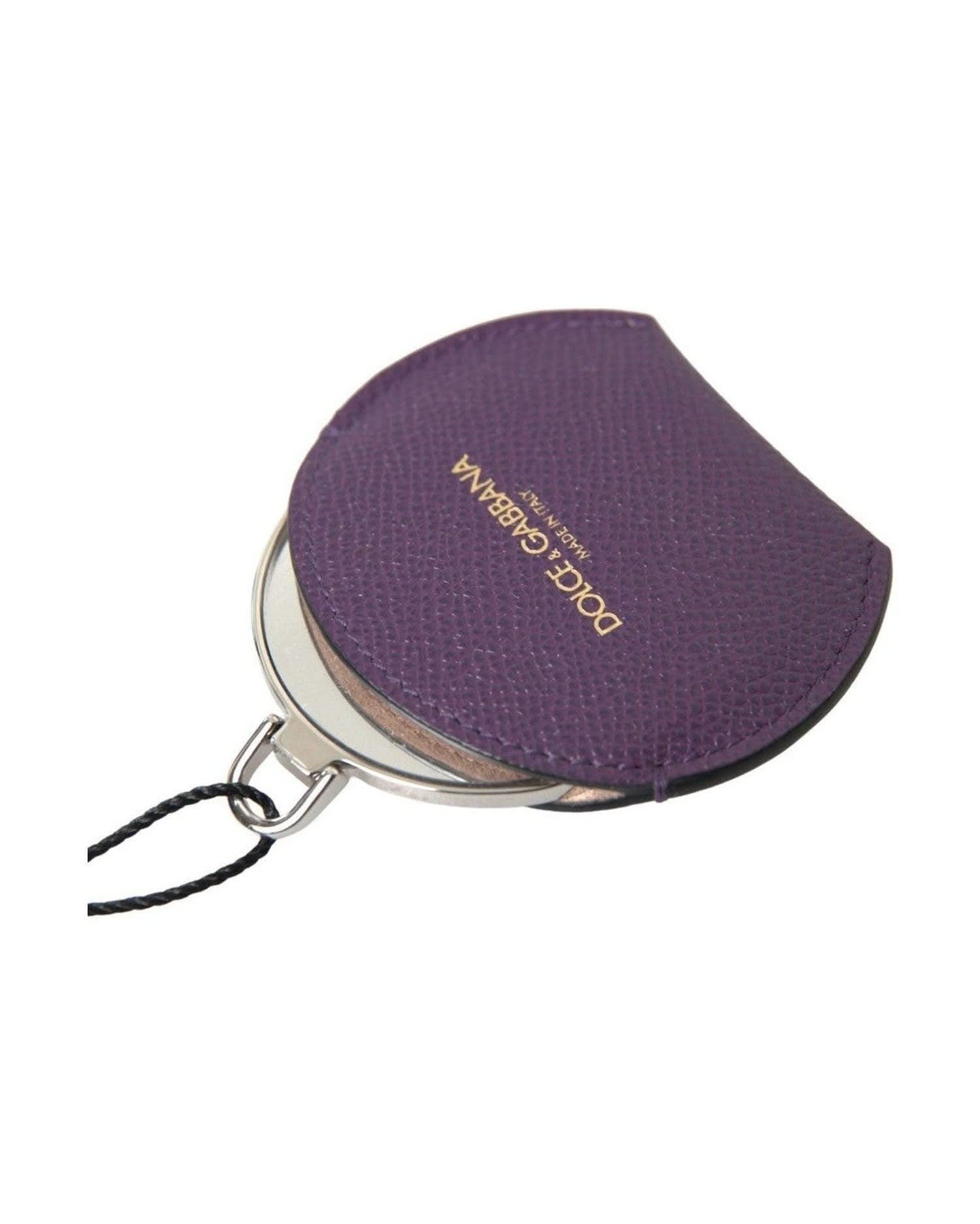 Dolce & Gabbana Purple Elegant Leather Mirror Holder Face Mirrors