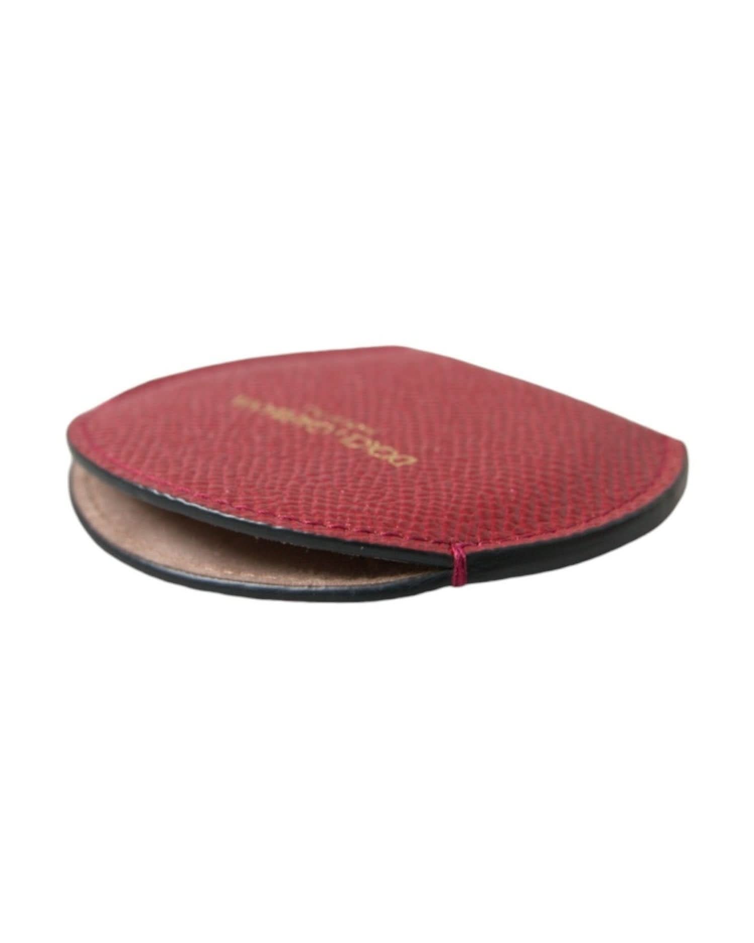 Dolce & Gabbana Red Elegant Leather Mirror Holder Face Mirrors
