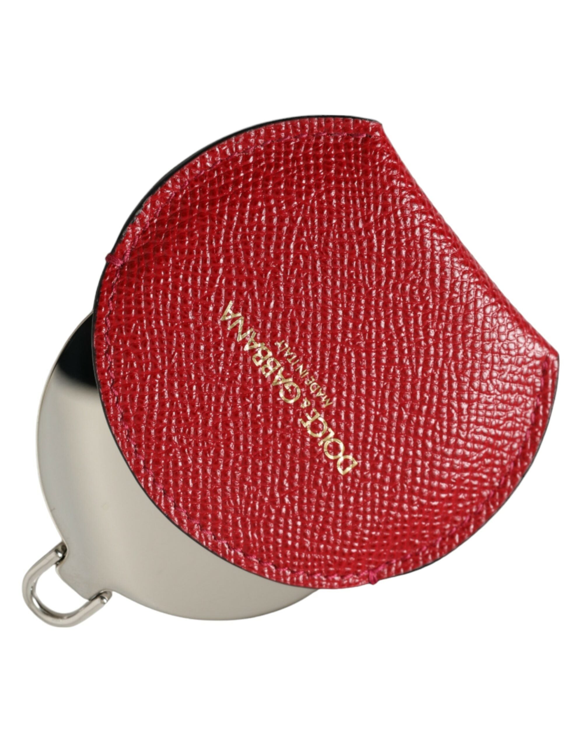 Dolce & Gabbana Elegant Leather Mirror Red Holder Glam Steals