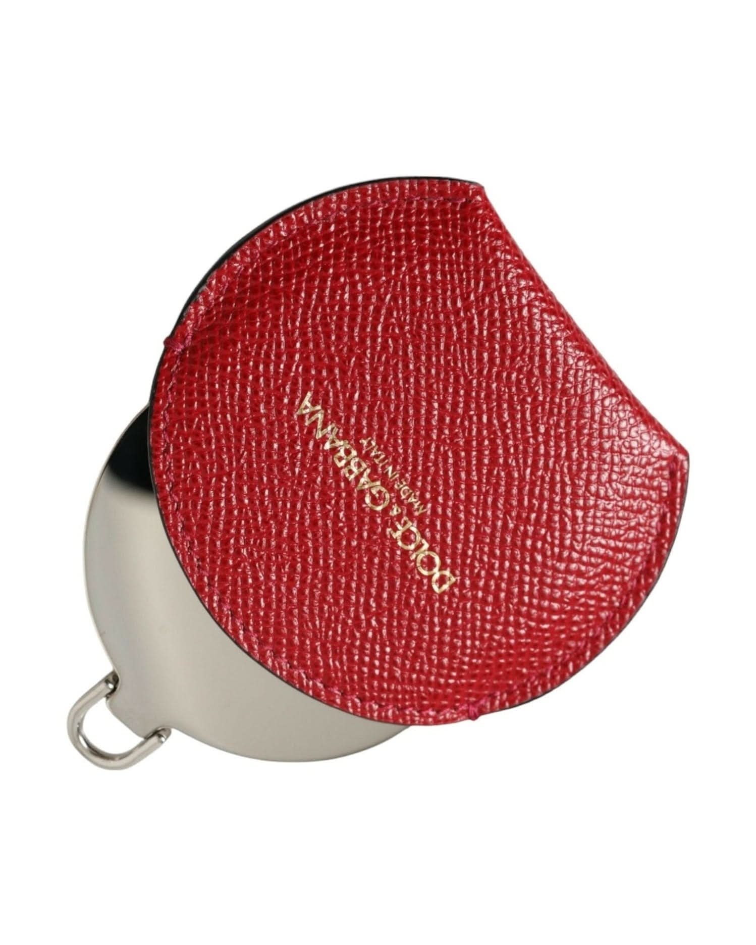 Dolce & Gabbana Red Elegant Leather Mirror Holder Face Mirrors