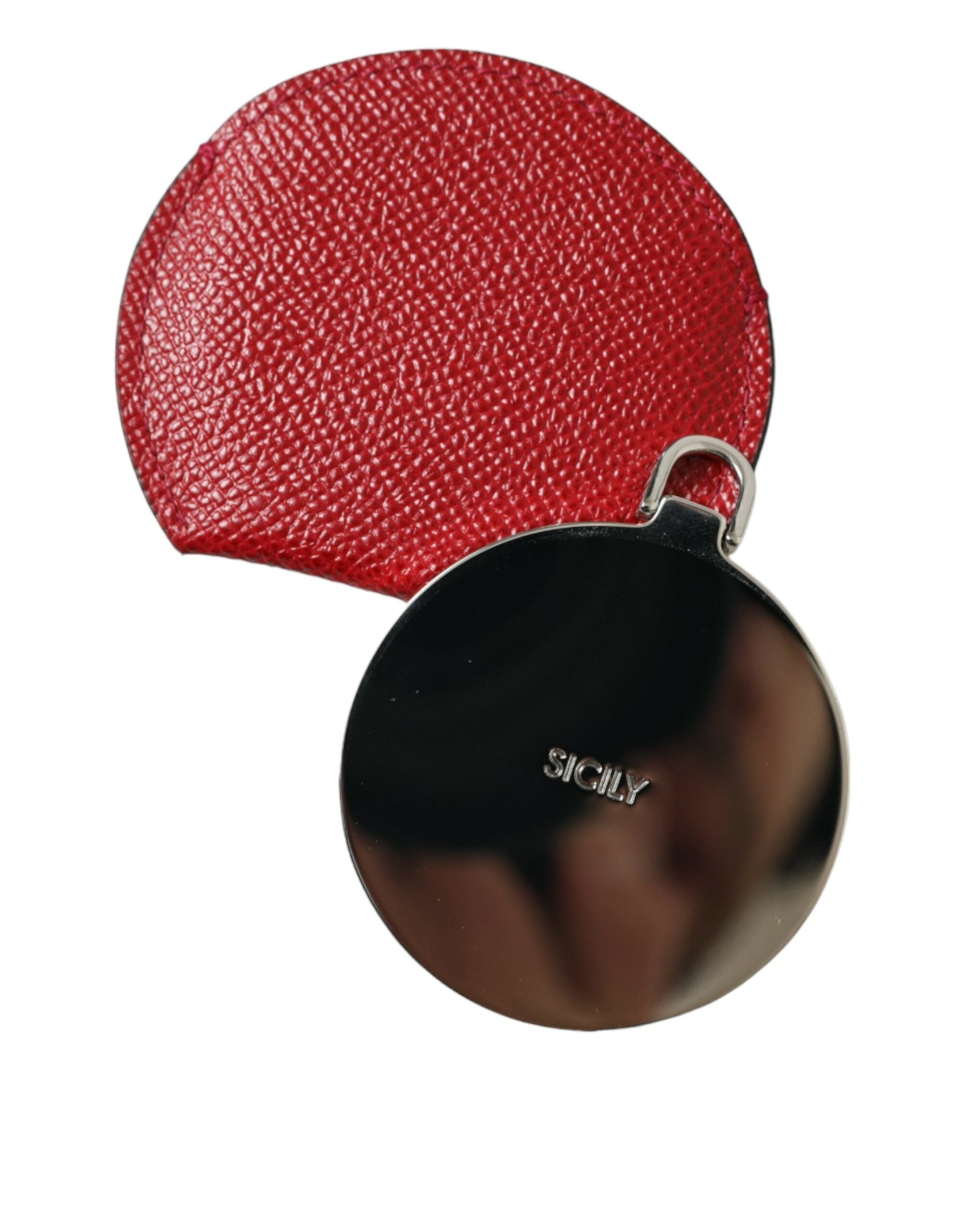 Dolce & Gabbana Elegant Leather Mirror Red Holder Glam Steals