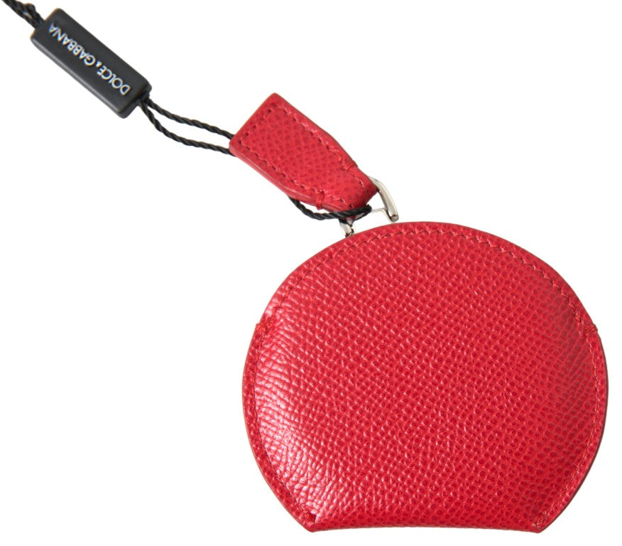 Dolce & Gabbana Elegant Leather Mirror Red Holder Glam Steals